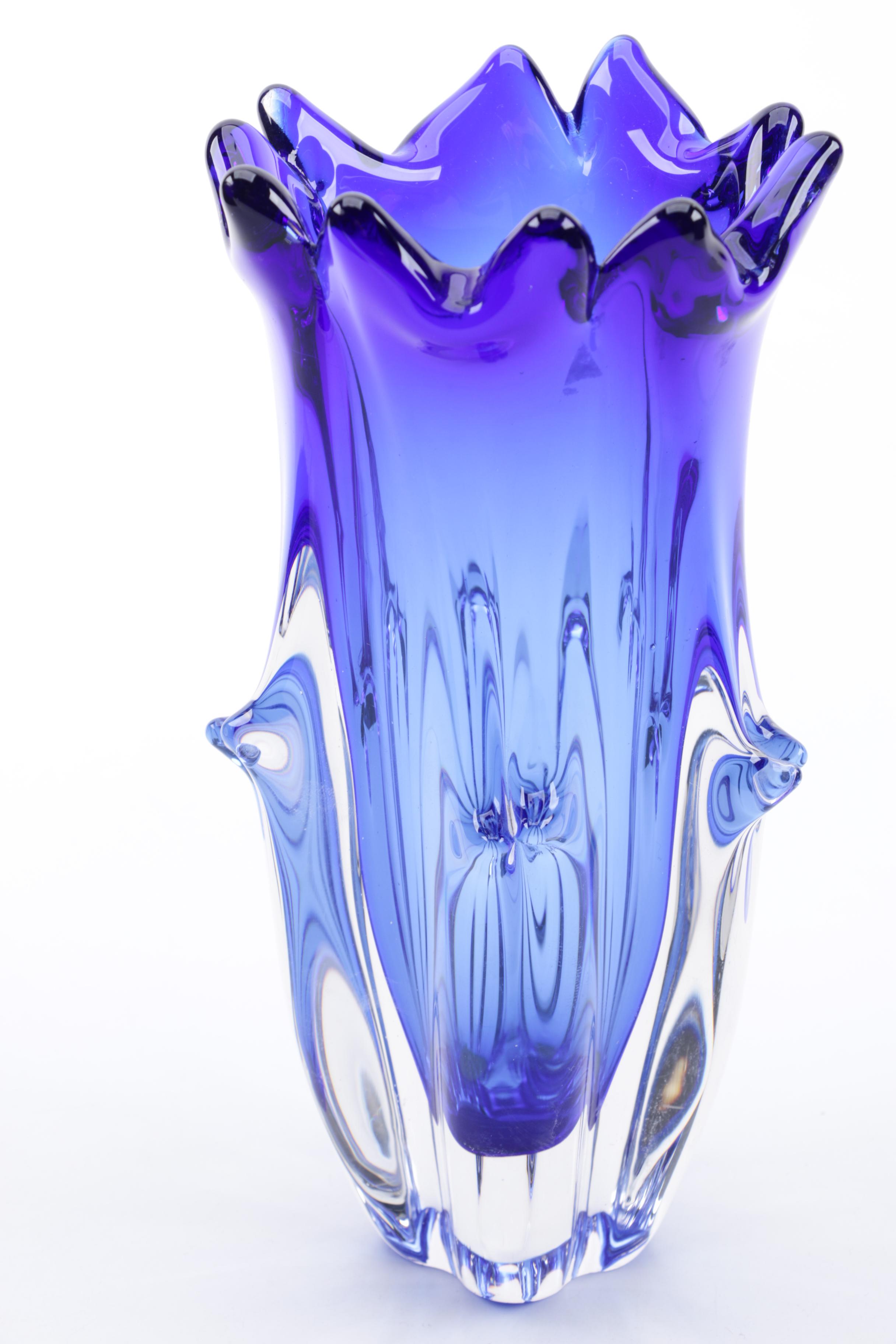 Chřibská Blue Art Glass Vase