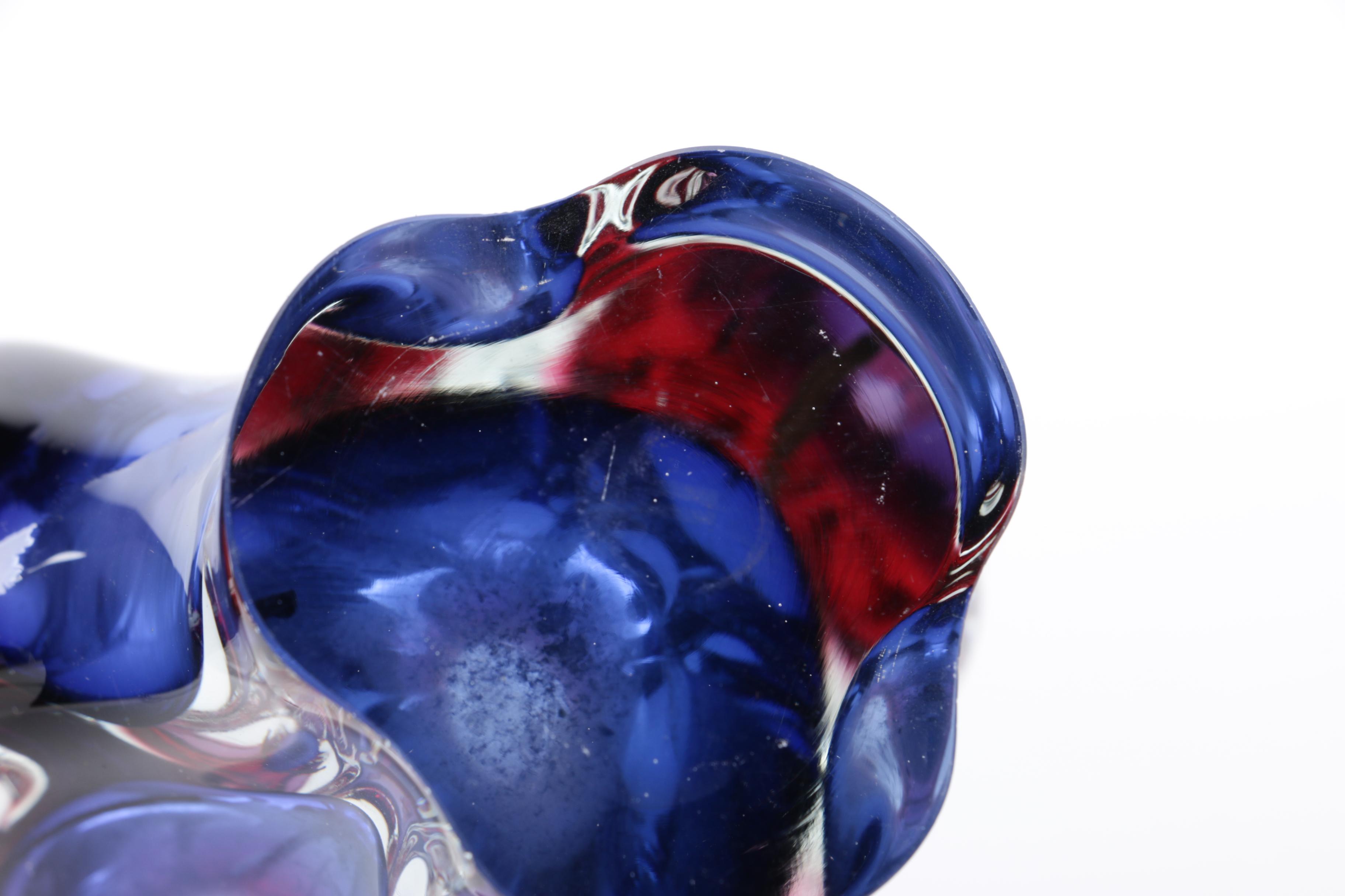 Chřibská Blue and Red Art Glass Vase
