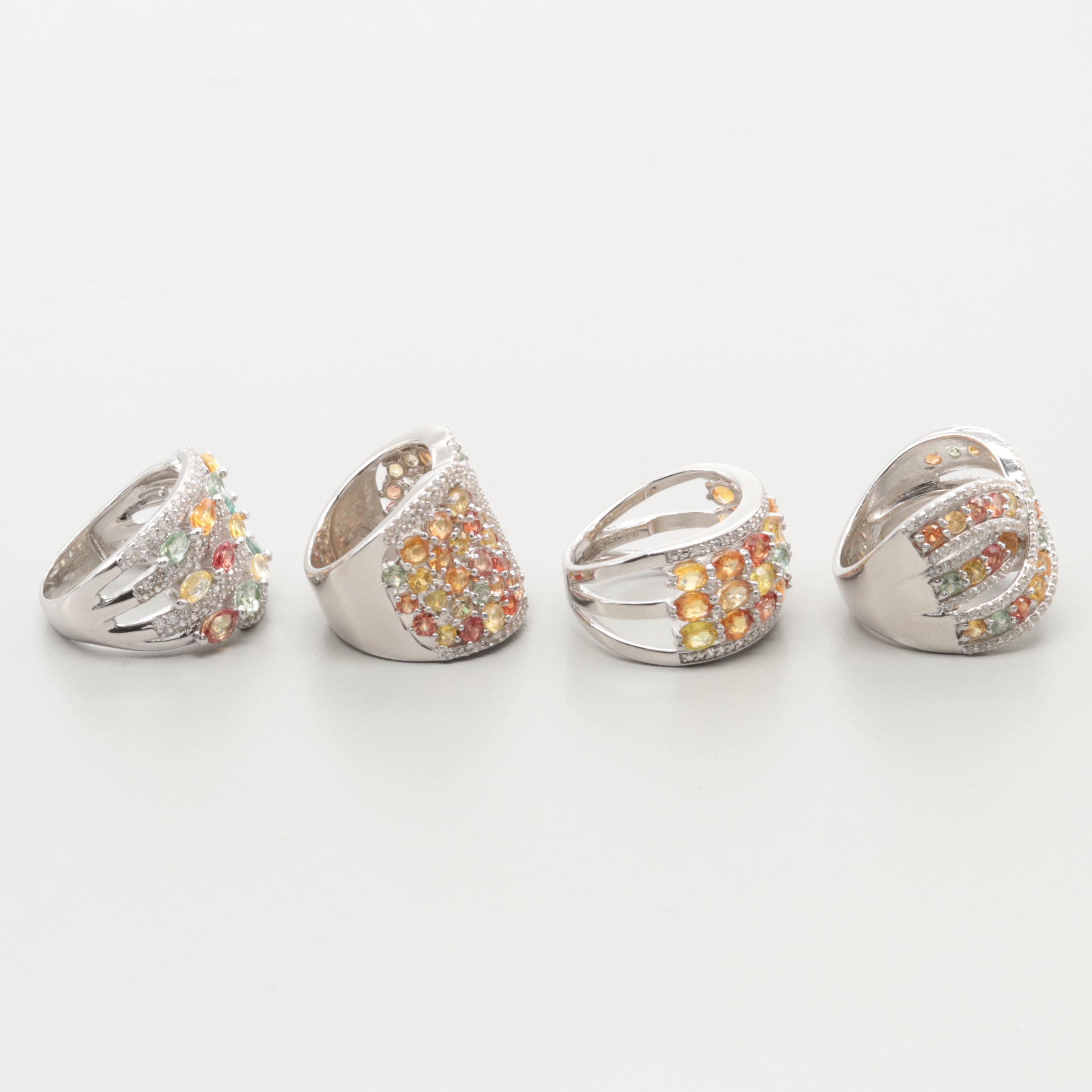 Assortment of Colorful Fancy Sapphire and Cubic Zirconia Rings