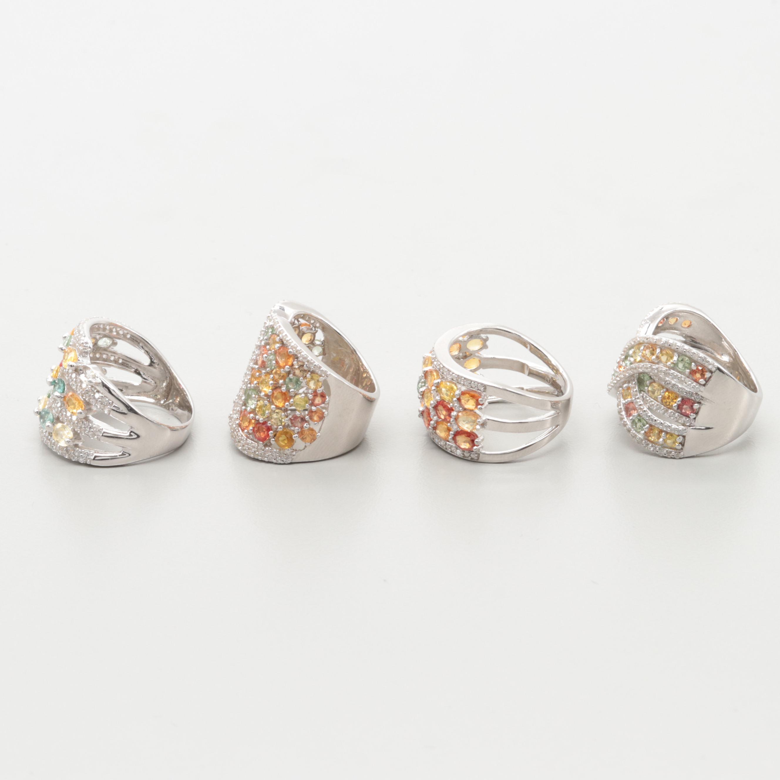 Assortment of Colorful Fancy Sapphire and Cubic Zirconia Rings