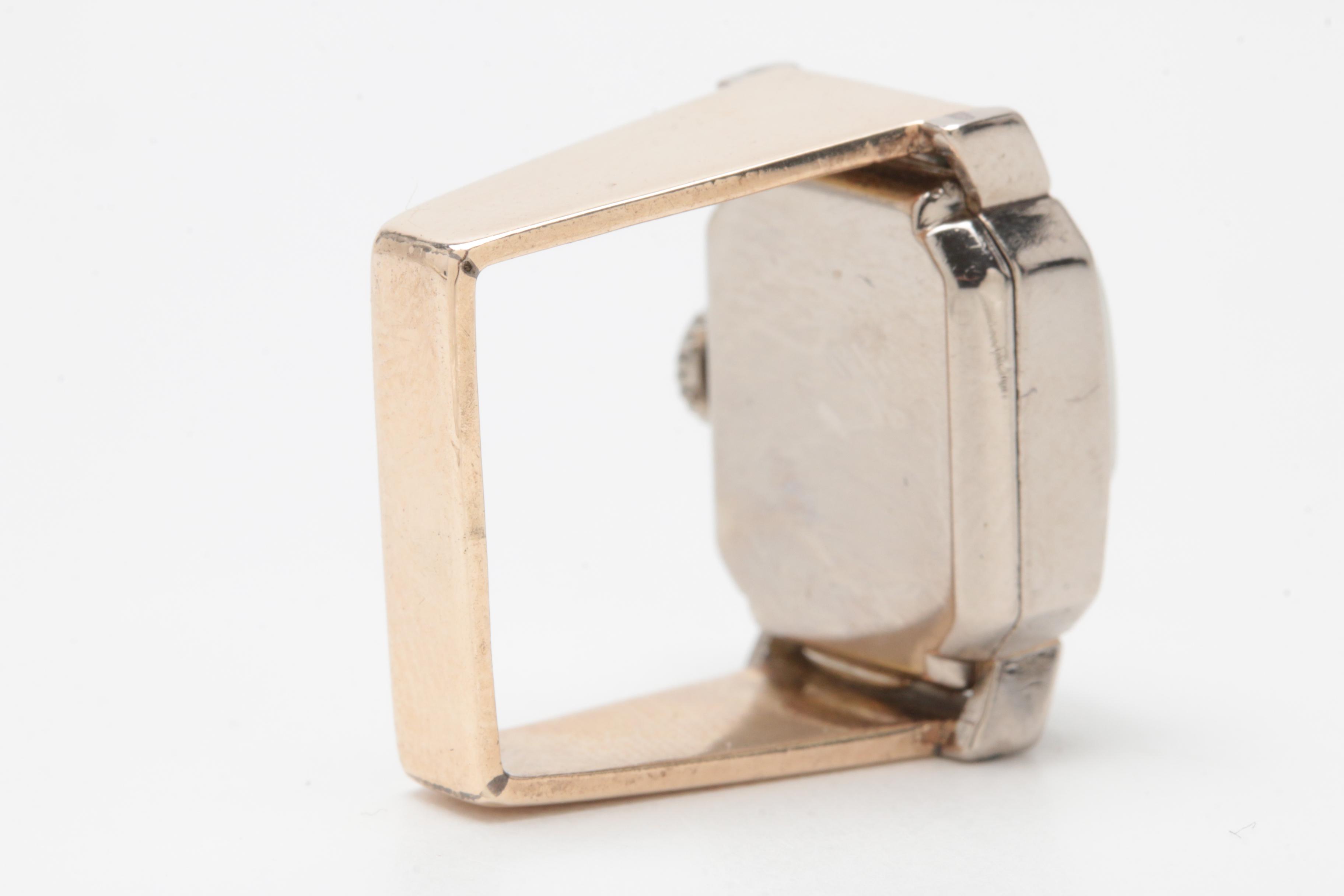 Vintage Gubelin 18K White Gold Diamond Watch Ring with 10K Yellow Gold Shank