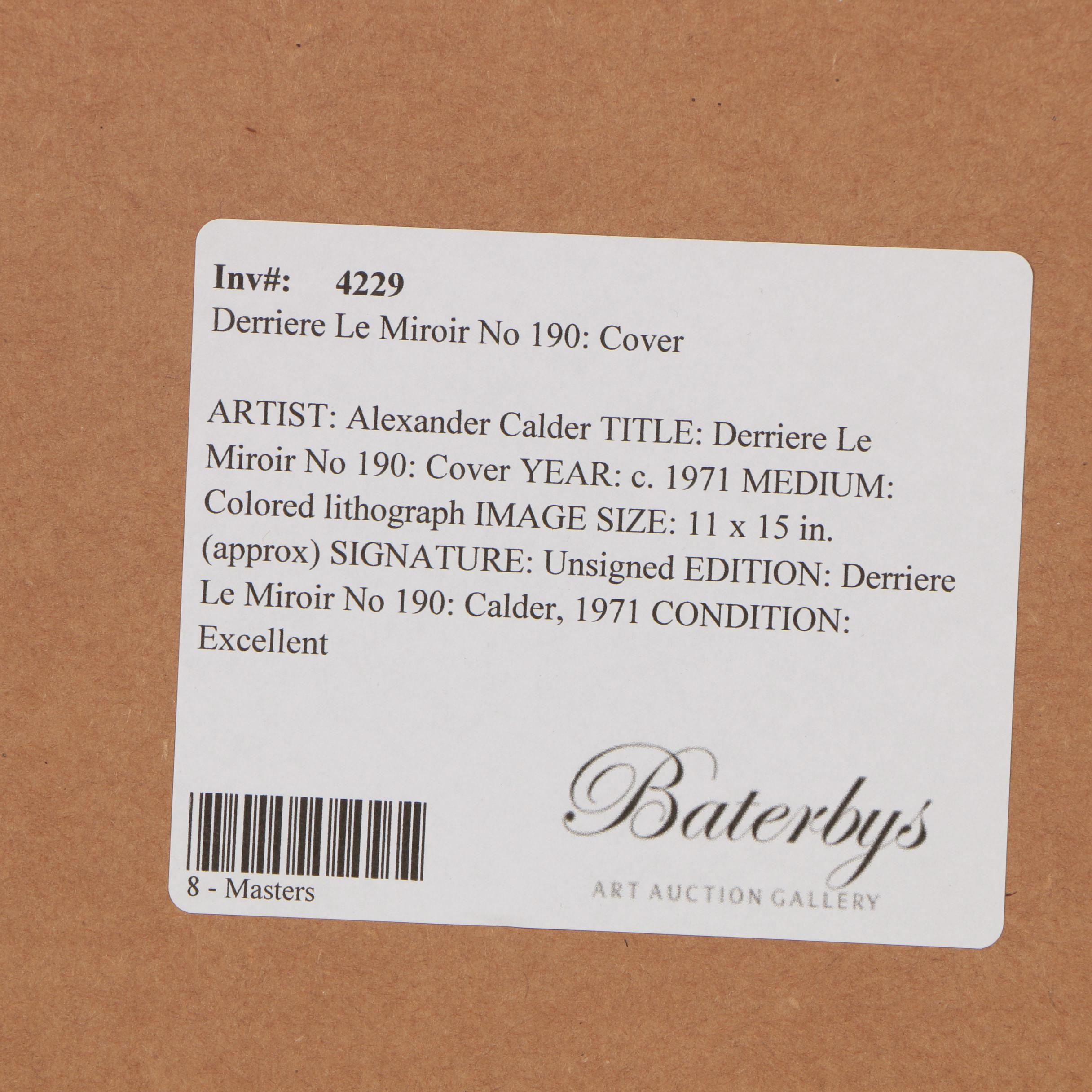 Alexander Calder Lithograph Cover for "Derrière le Miroir"