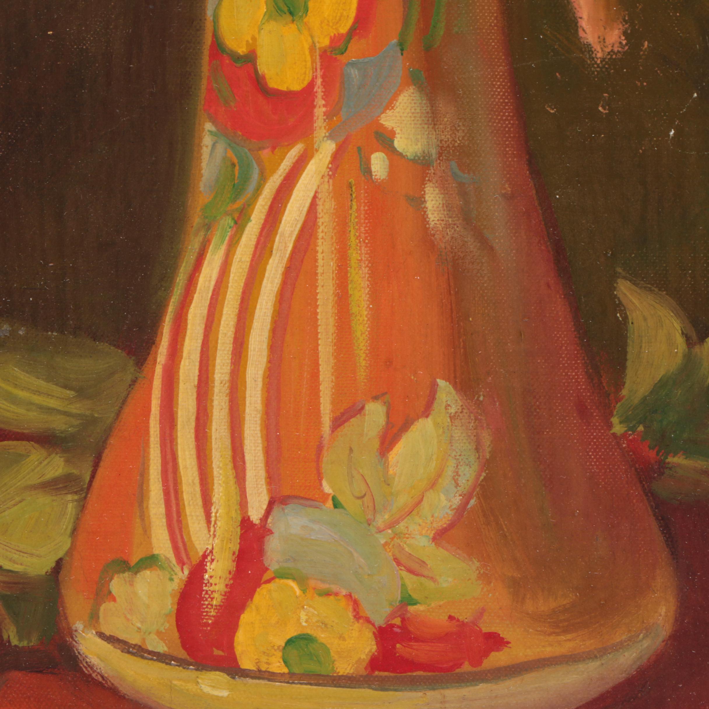 Leon Lippert Oil Painting of Floral Still Life