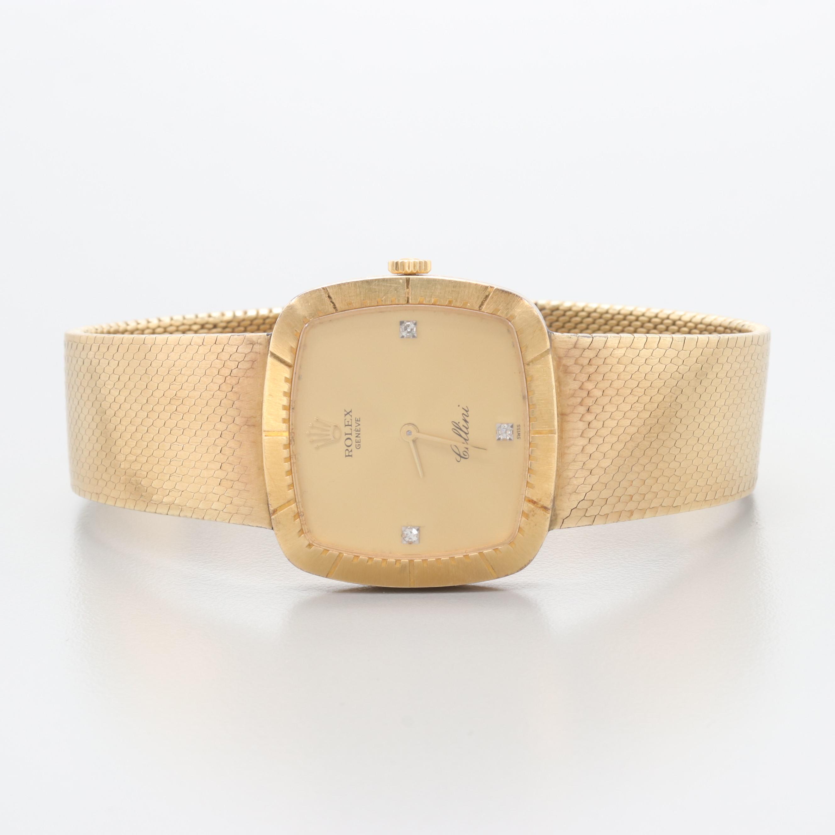 1976 Rolex Cellini 18K Yellow Gold Diamond Watch