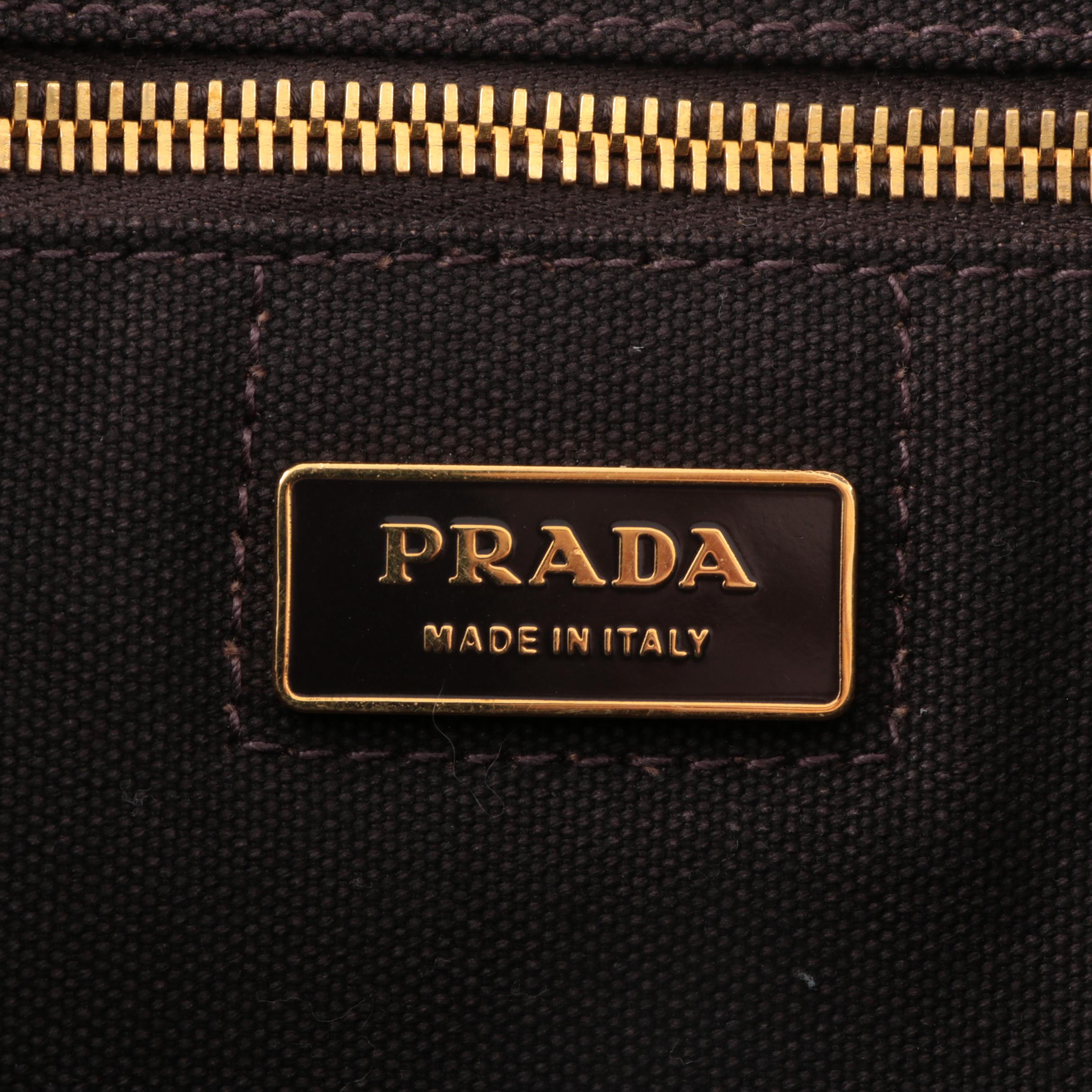 Prada Canapa Stampata Azzurro Soho Canvas Large Tote