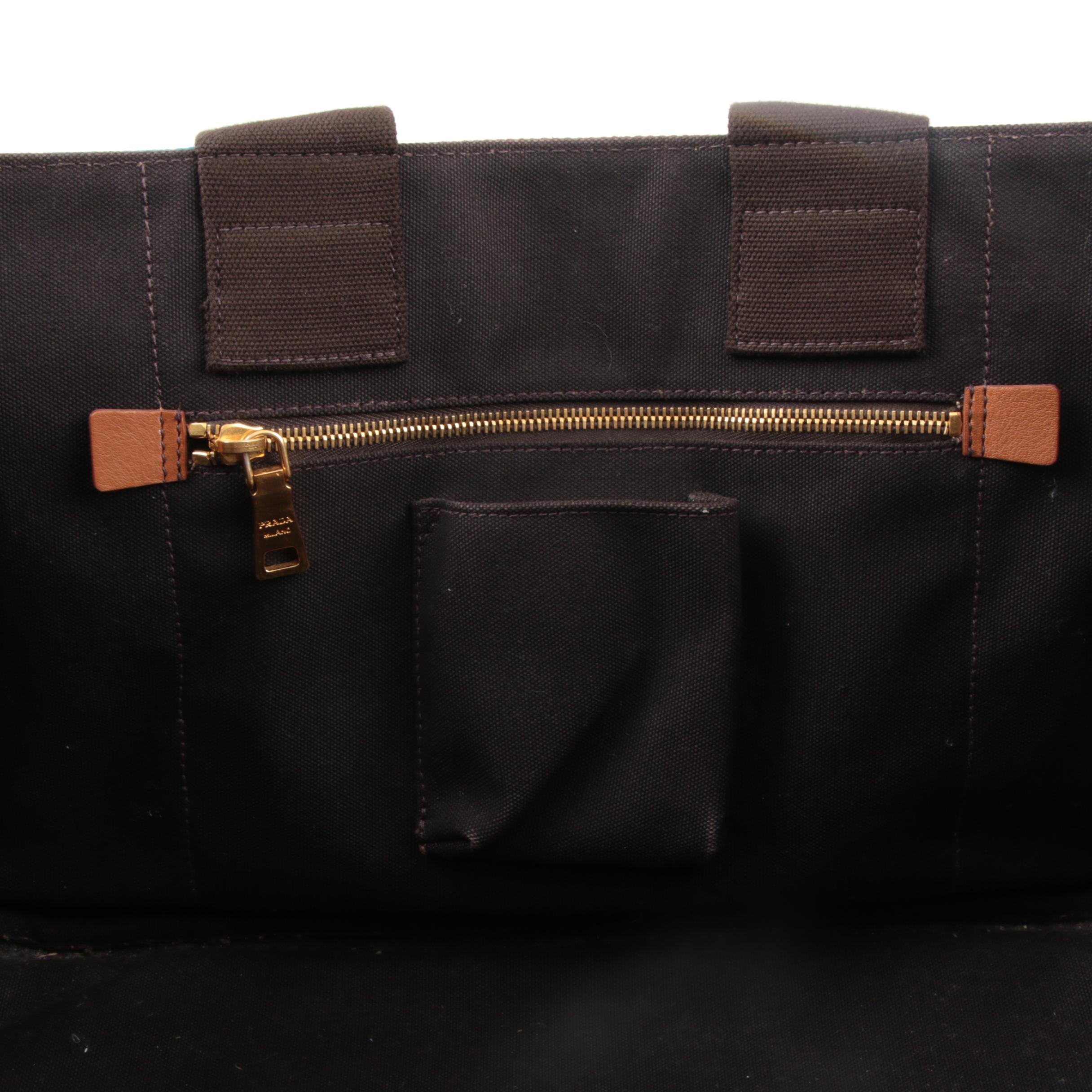 Prada Canapa Stampata Azzurro Soho Canvas Large Tote