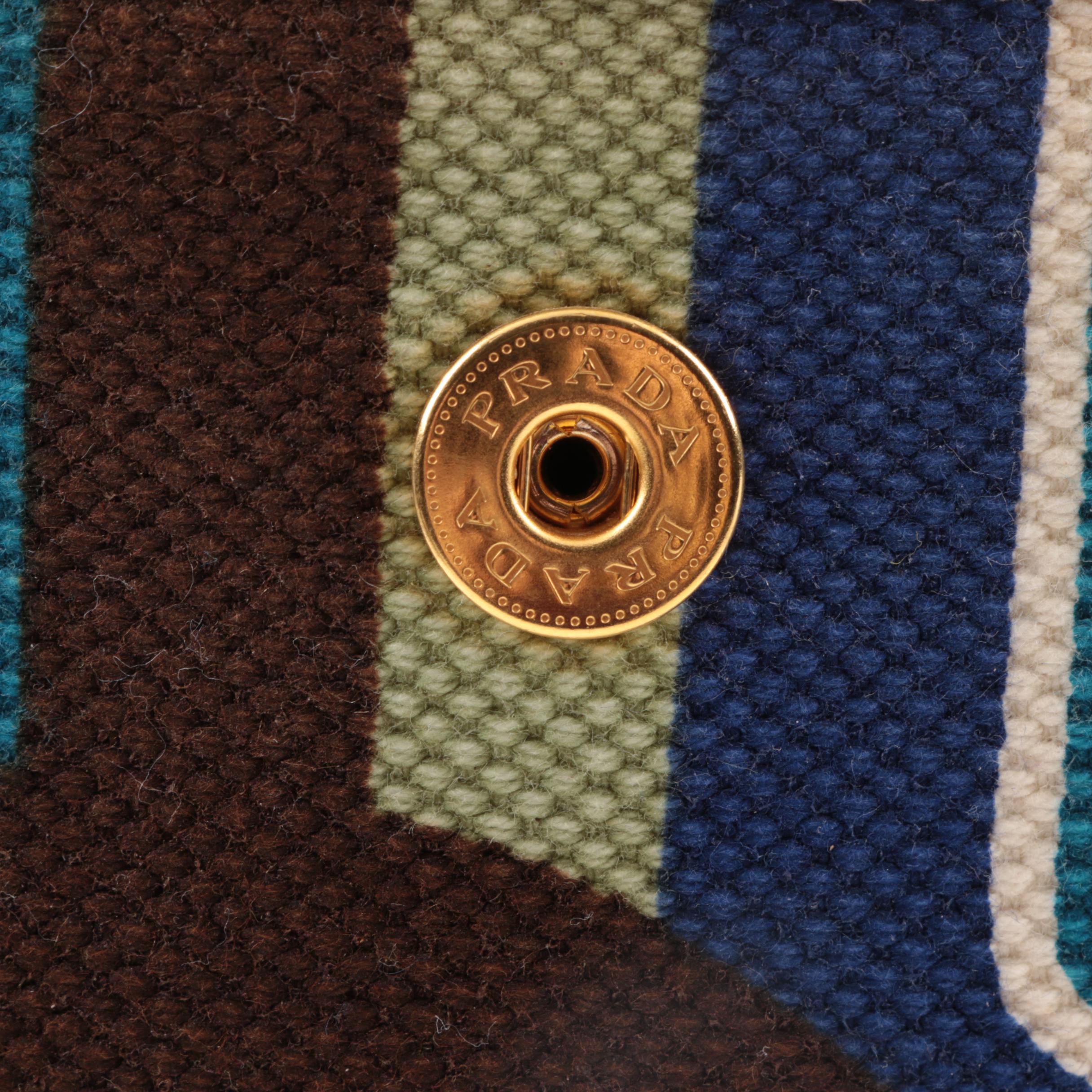 Prada Canapa Stampata Azzurro Soho Canvas Large Tote