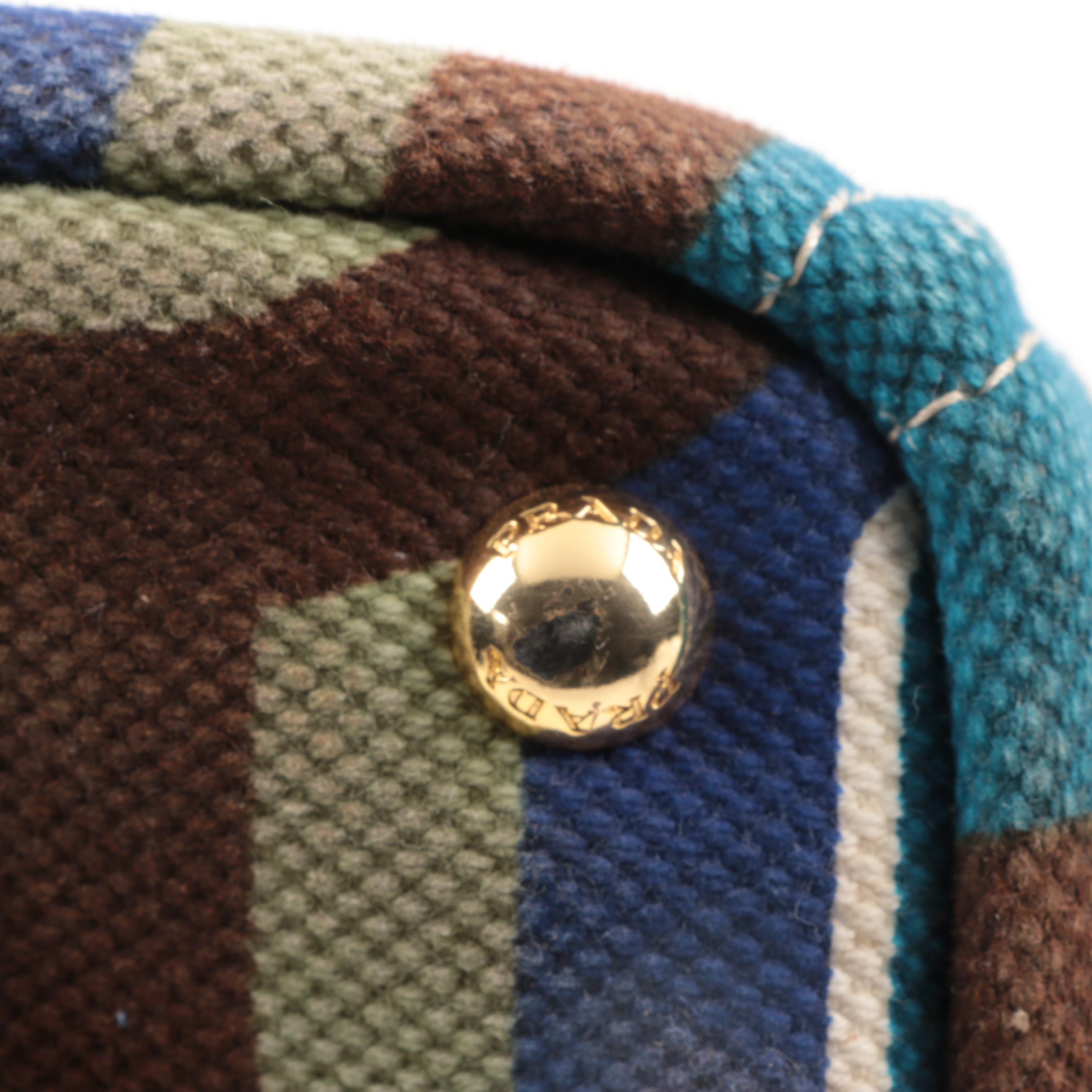 Prada Canapa Stampata Azzurro Soho Canvas Large Tote