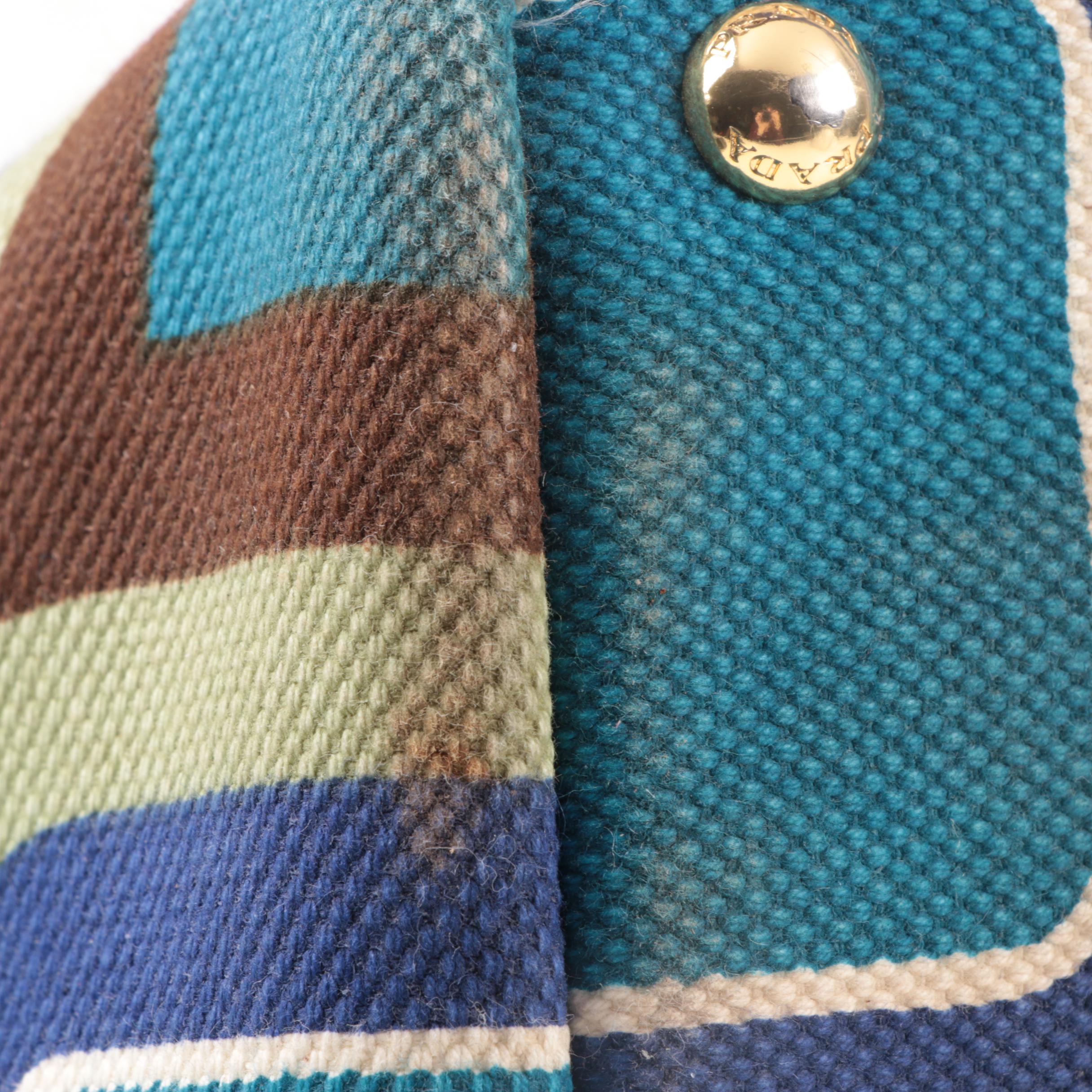 Prada Canapa Stampata Azzurro Soho Canvas Large Tote