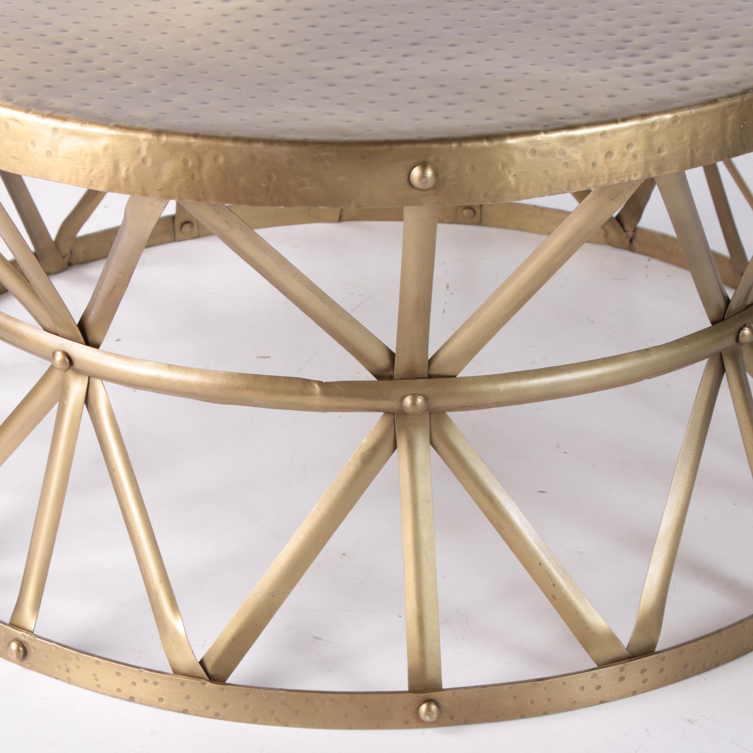 Contemporary "Metal Smith's" Drum Coffee Table