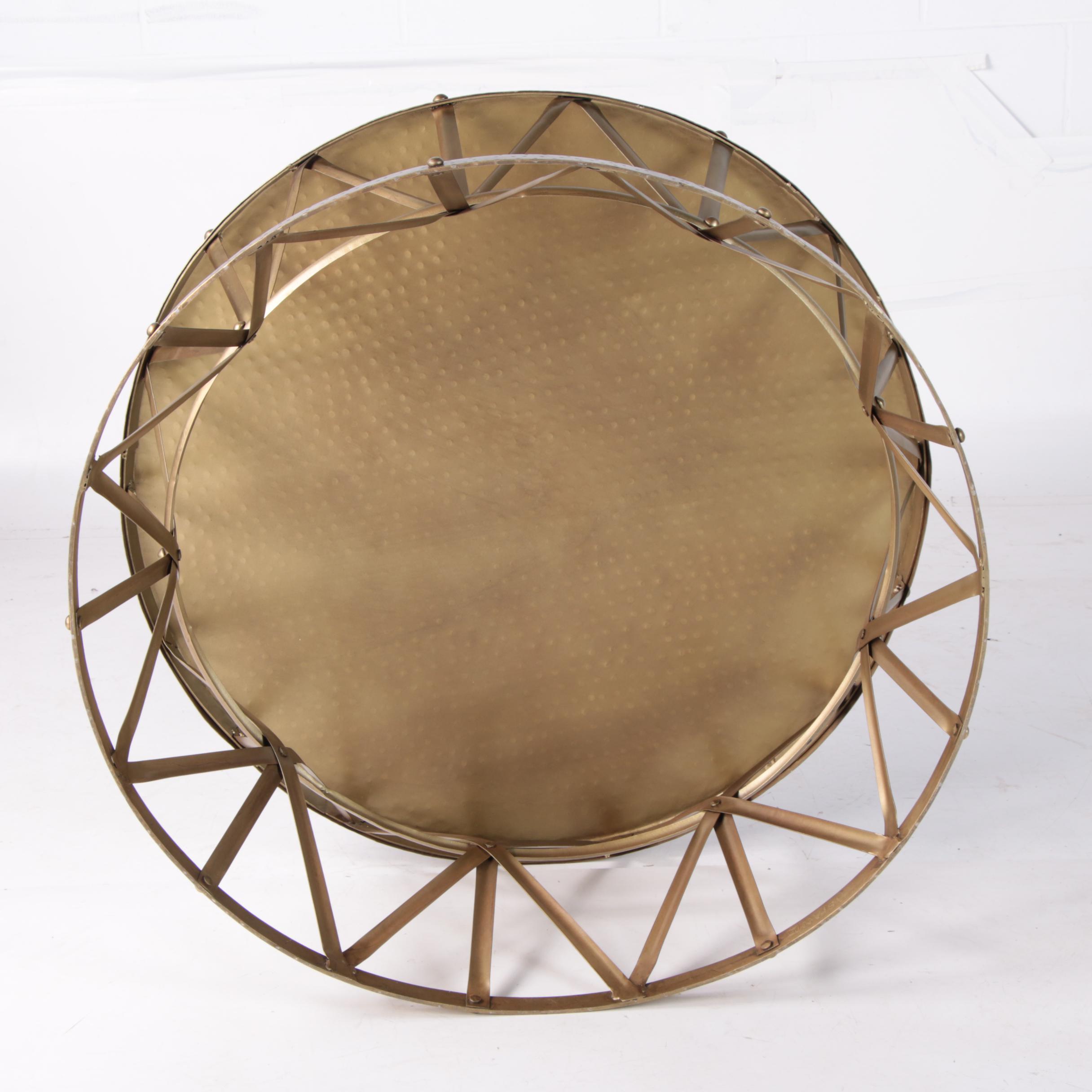 Contemporary "Metal Smith's" Drum Coffee Table