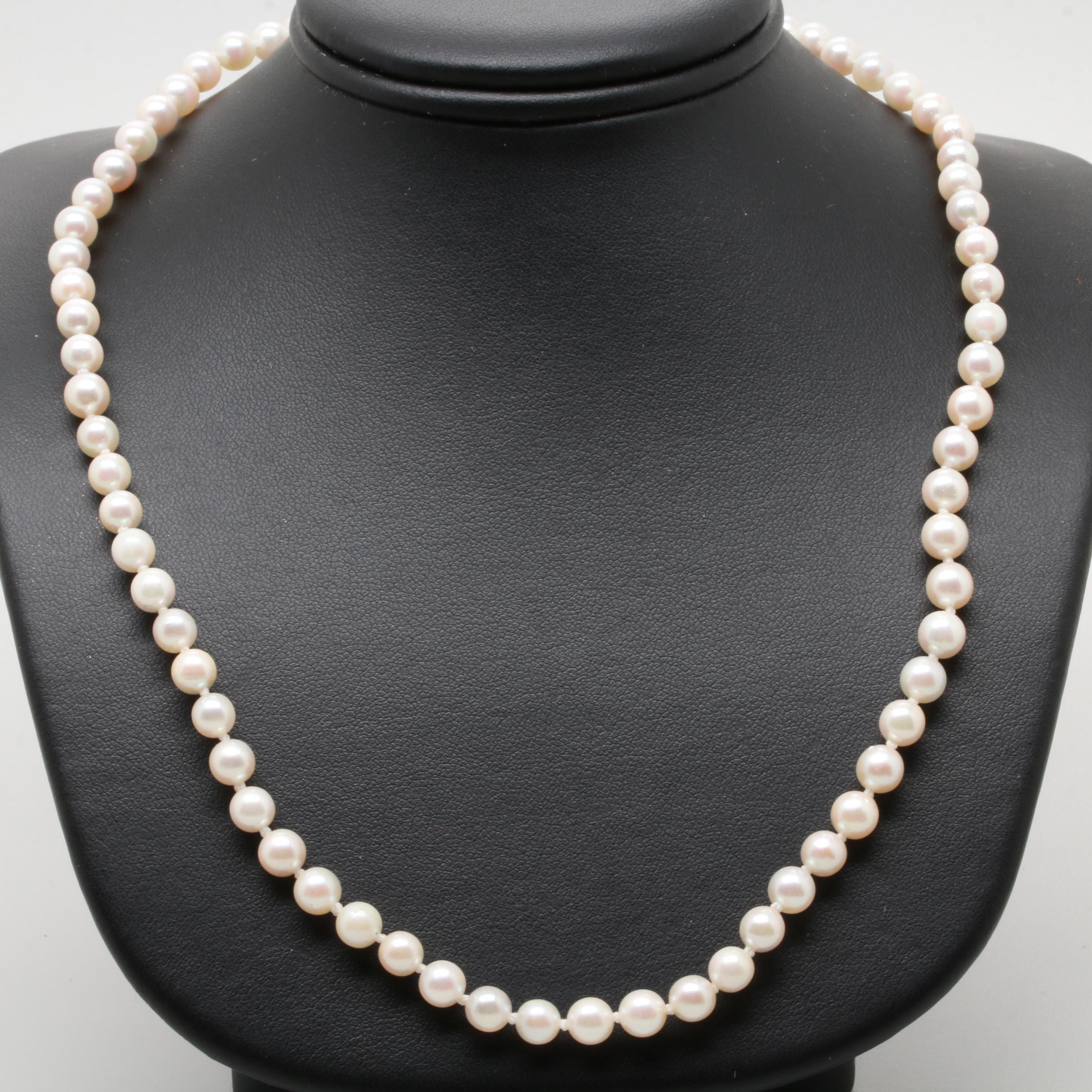 14K Yellow Gold Cultured Pearl Necklace