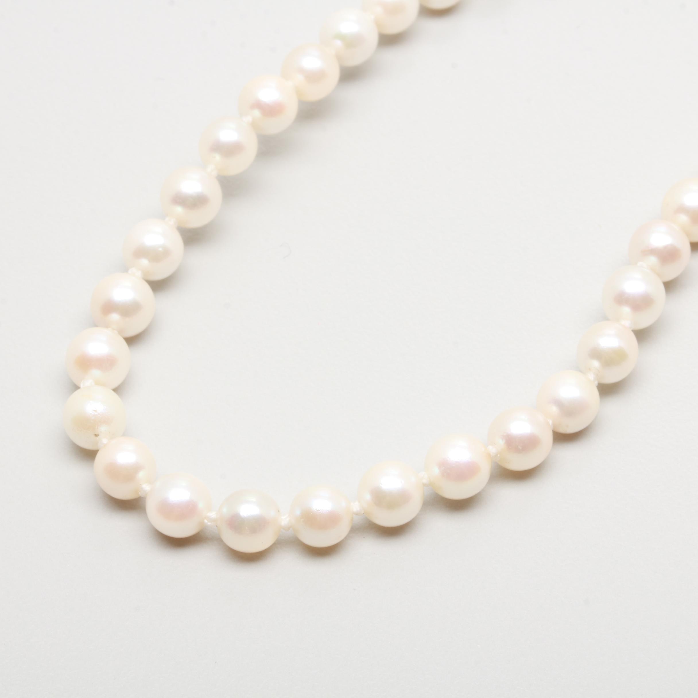 14K Yellow Gold Cultured Pearl Necklace