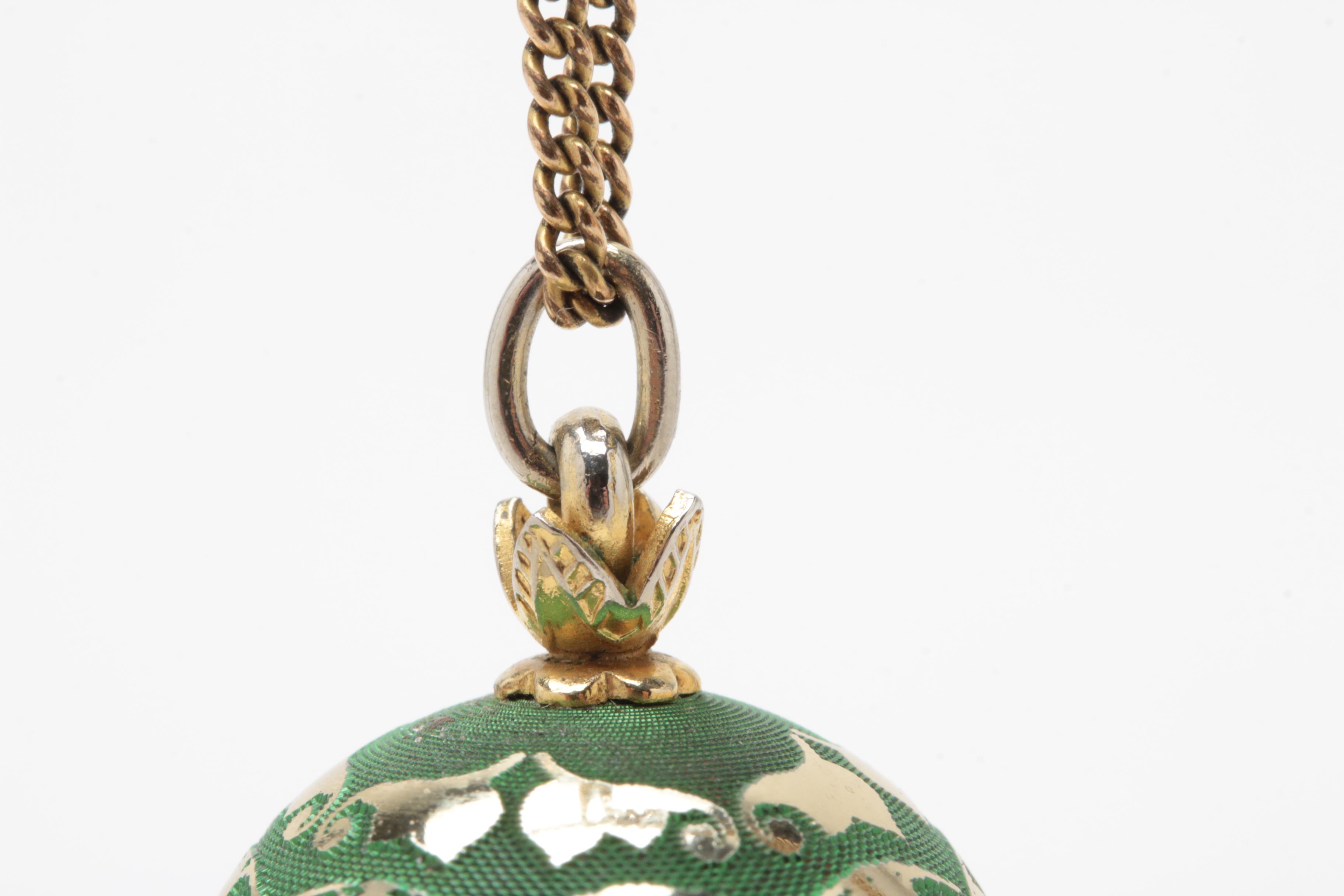 Vintage Tudor Aluminum and Enamel on Guilloche Ball Pendant Necklace Watch