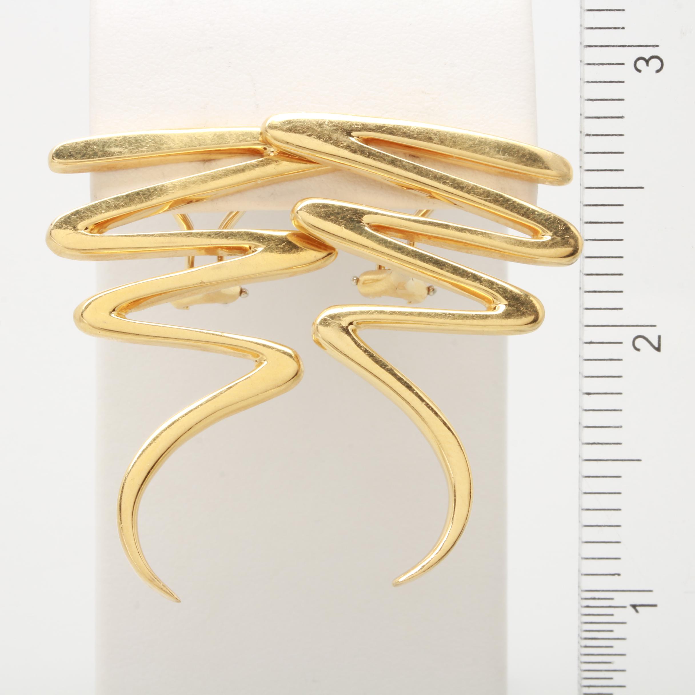 Paloma Picasso for Tiffany & Co. 18K Yellow Gold  Zig Zag Omega Back Earrings