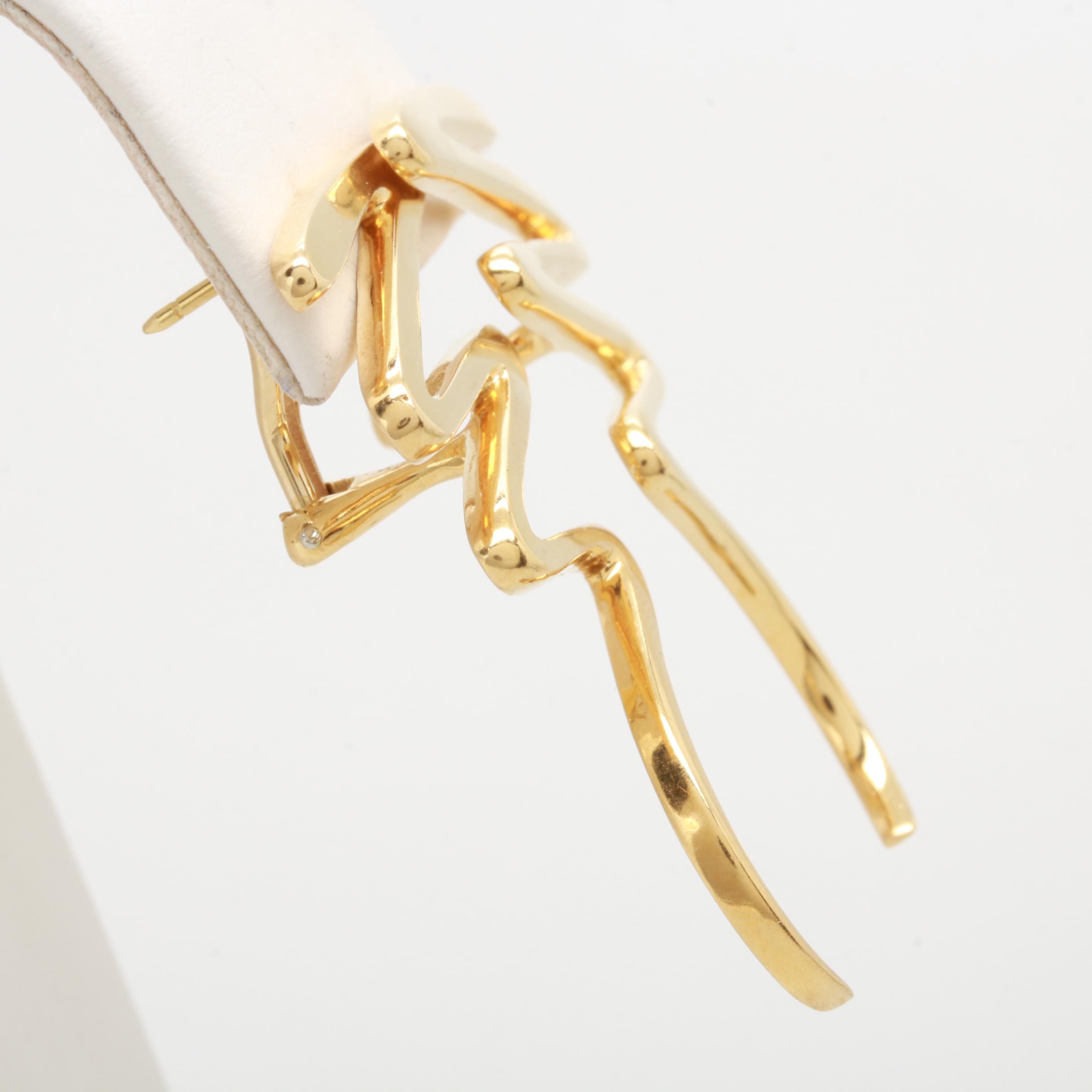 Paloma Picasso for Tiffany & Co. 18K Yellow Gold  Zig Zag Omega Back Earrings