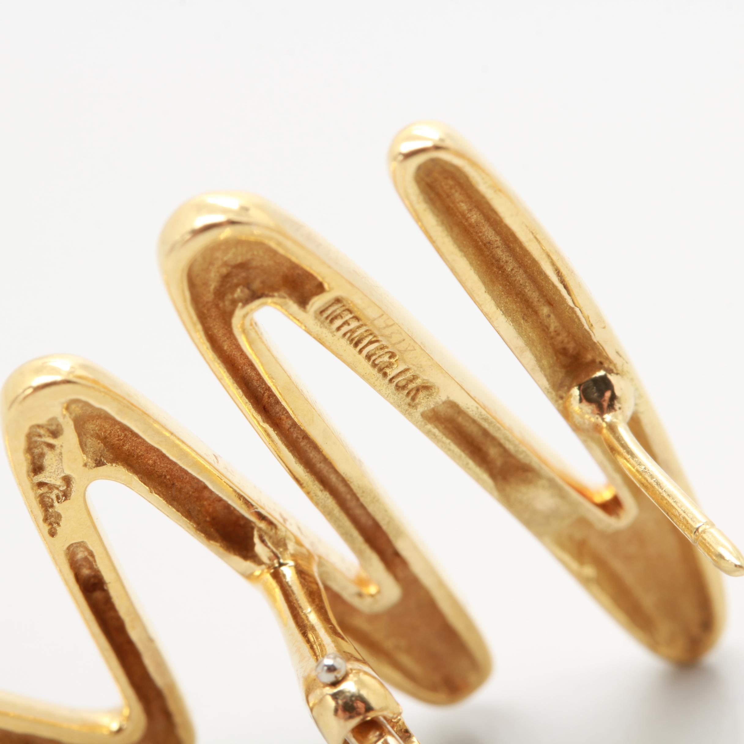 Paloma Picasso for Tiffany & Co. 18K Yellow Gold  Zig Zag Omega Back Earrings