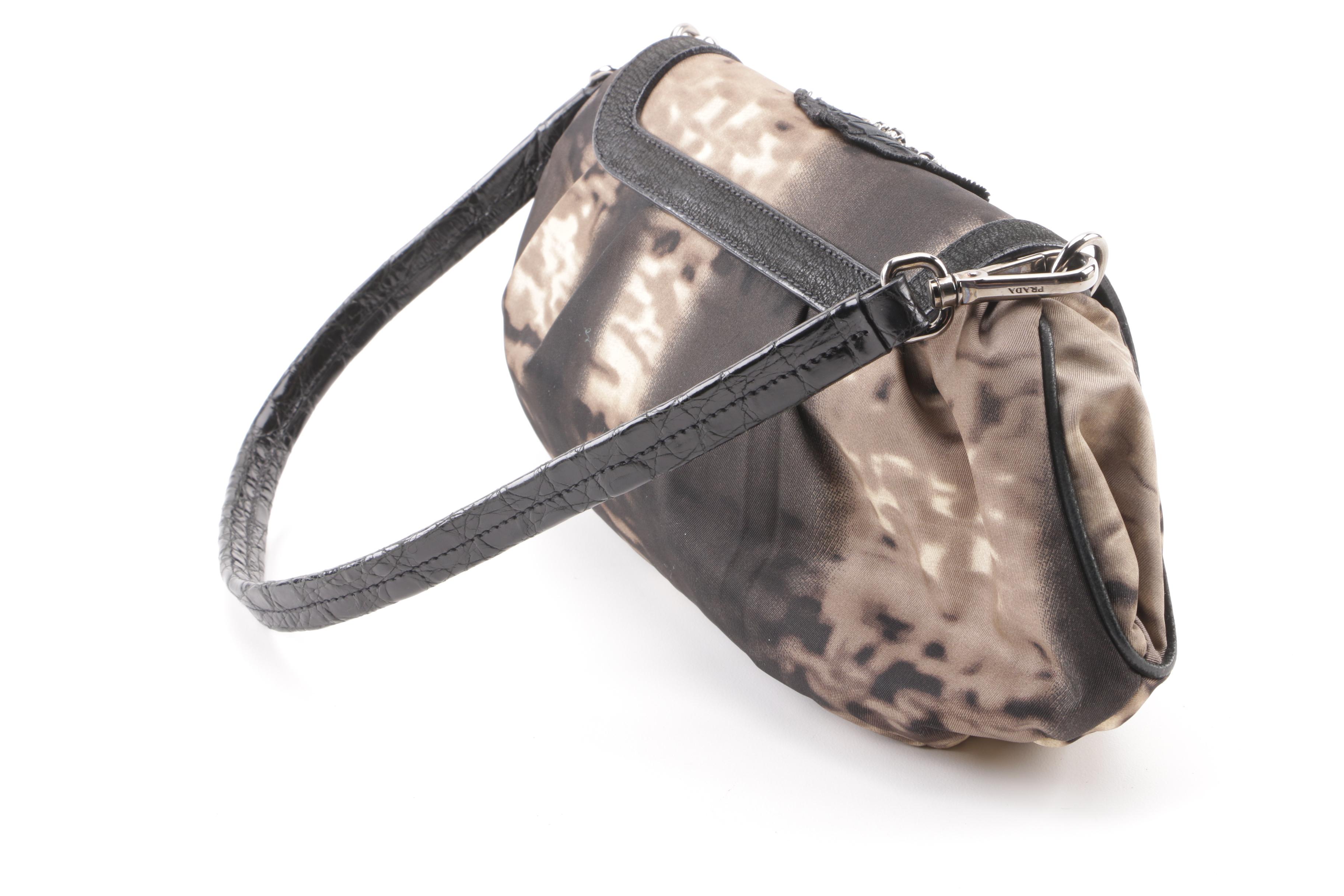 Prada Tessuto Skipper Jeweled Nylon Shoulder Bag with Butterfly Charm