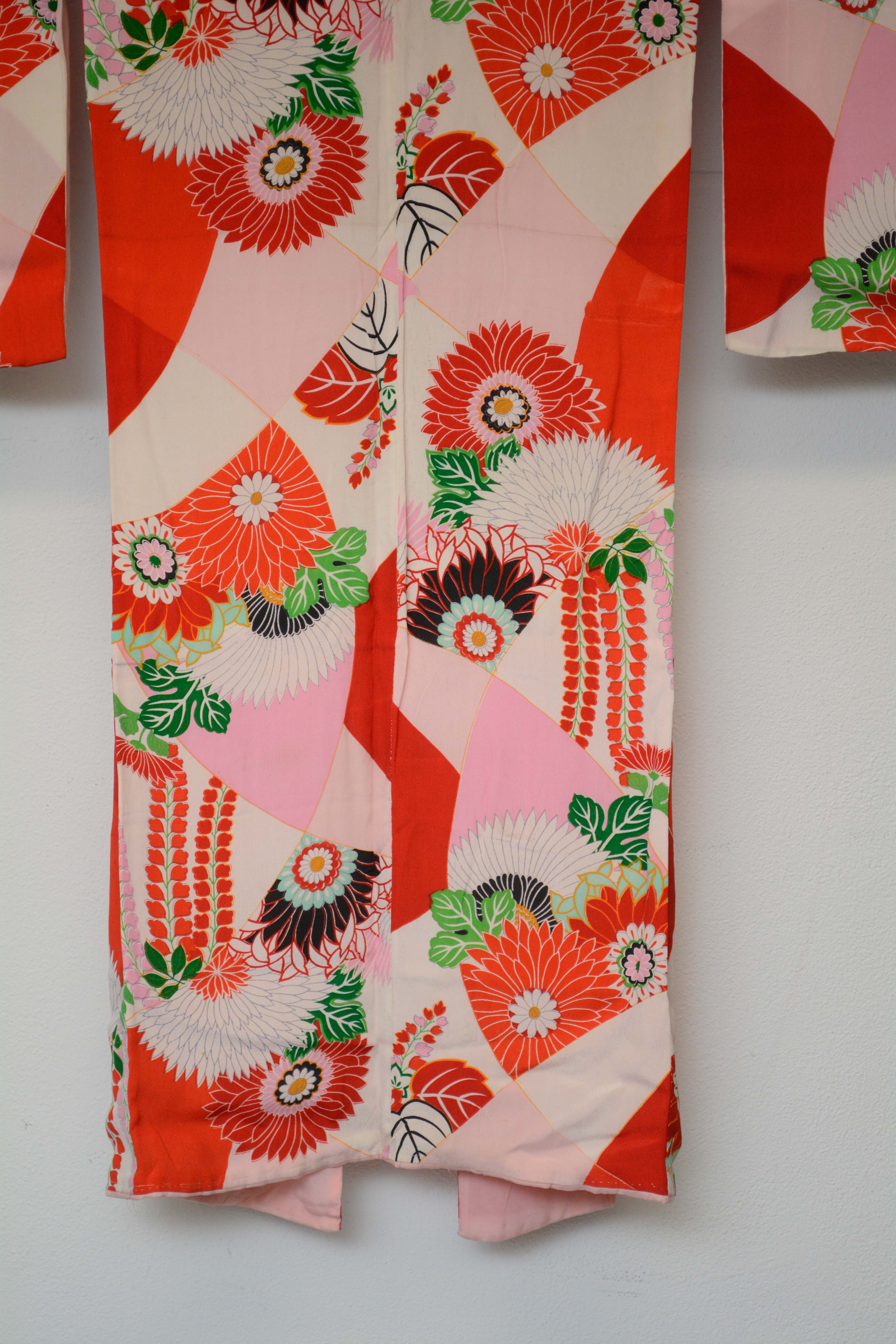 Girls' Circa 1925 Vintage Handwoven Silk Kofurisode Kimono