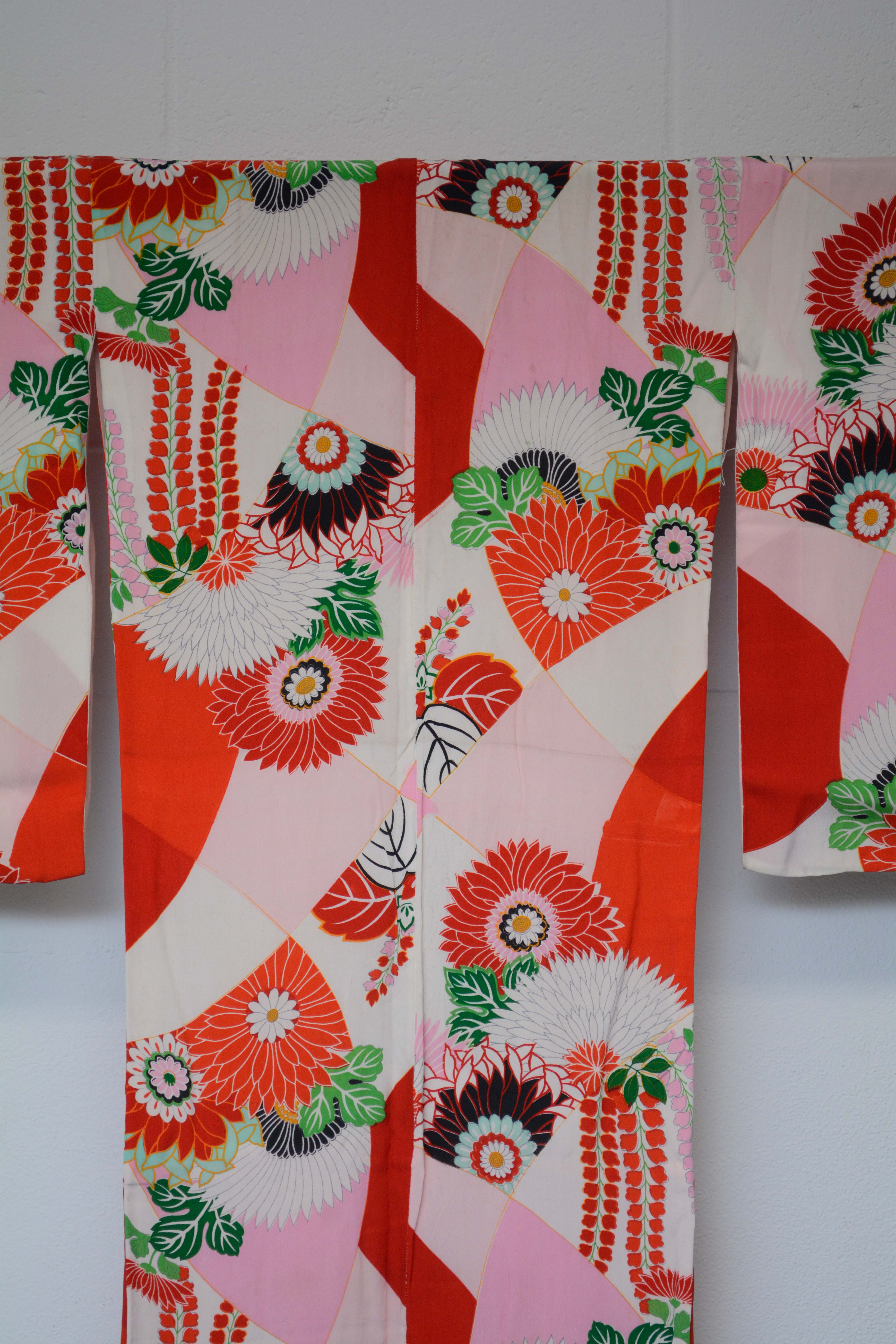 Girls' Circa 1925 Vintage Handwoven Silk Kofurisode Kimono