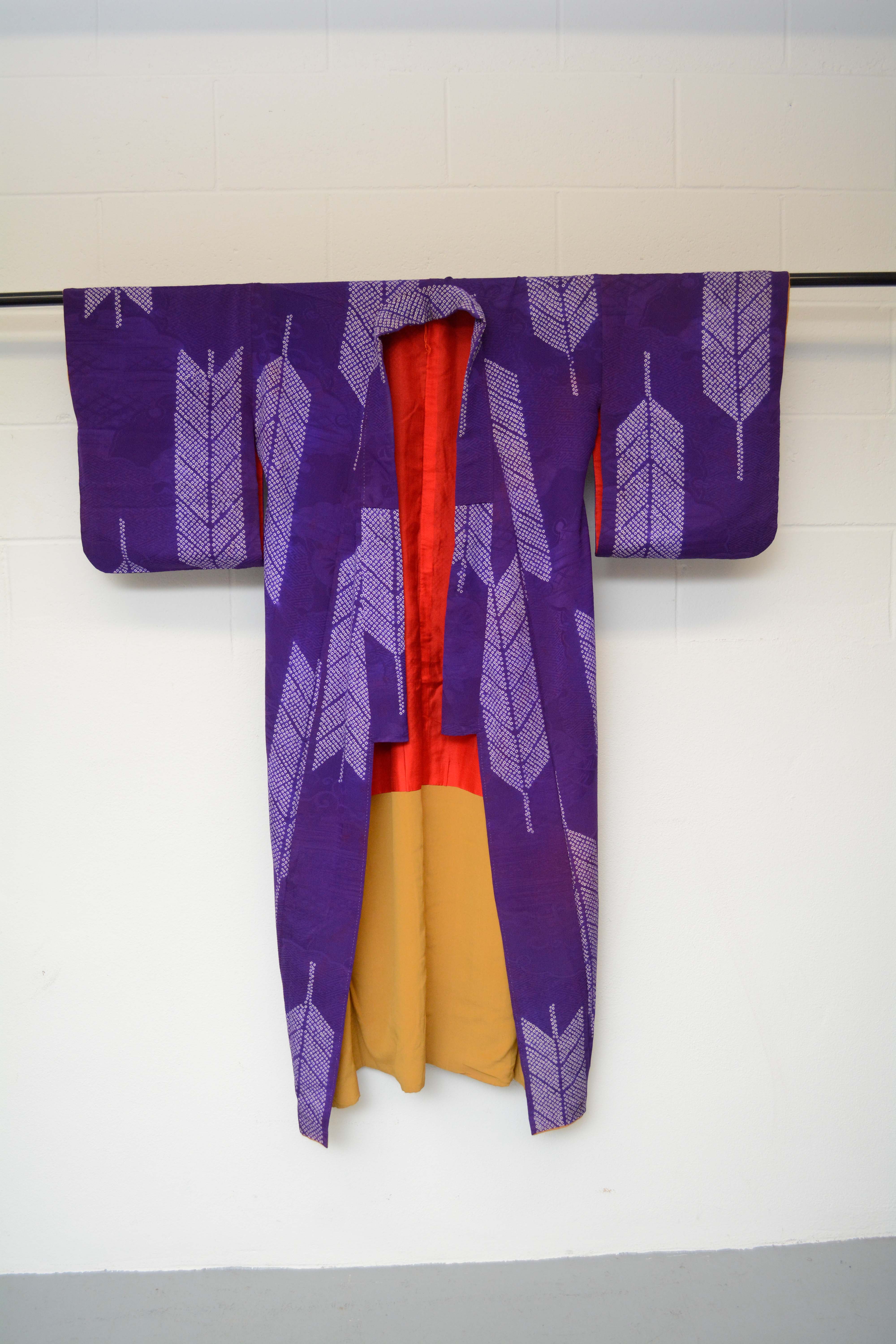 Circa 1915 Antique Handwoven Silk Damask Kimono