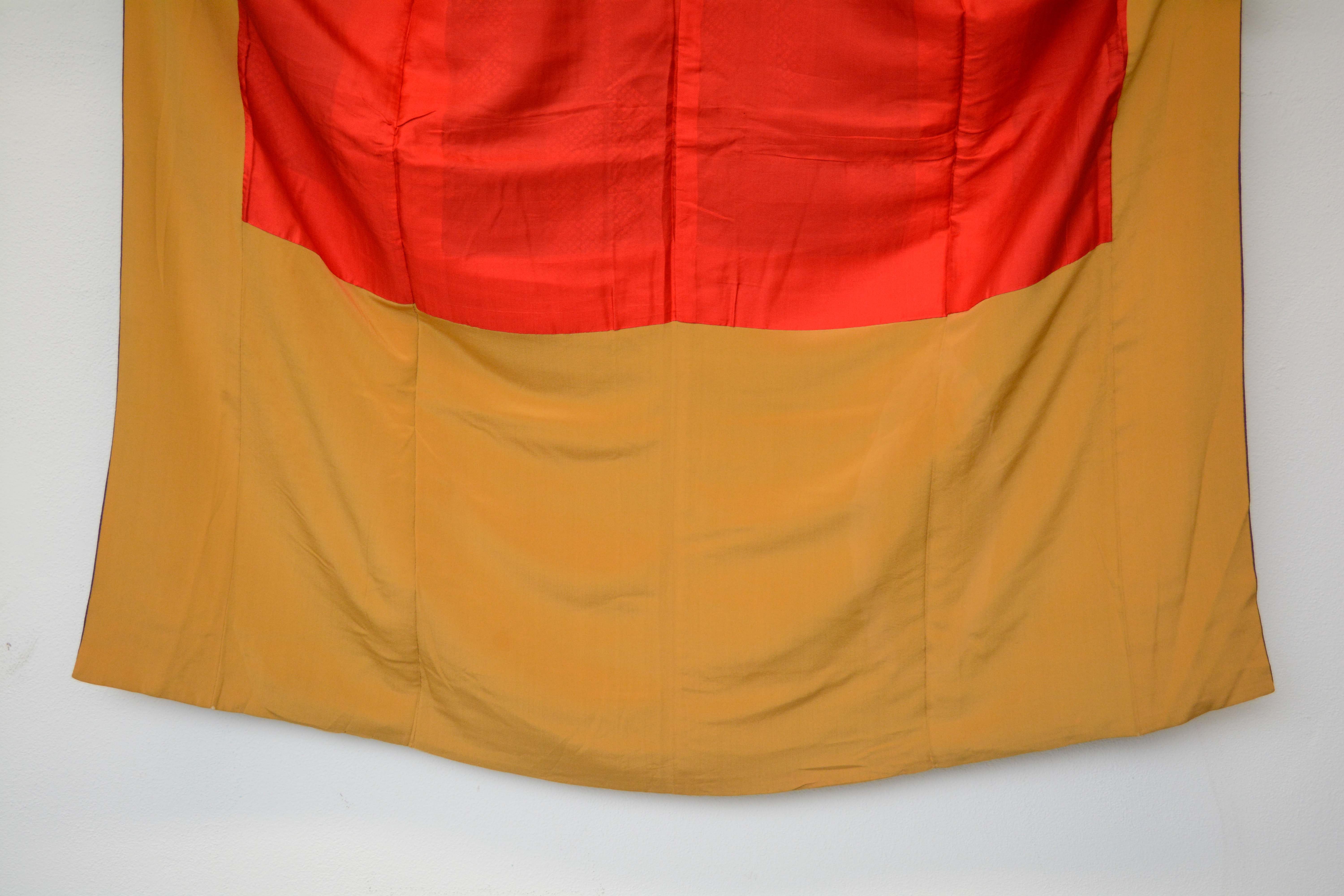 Circa 1915 Antique Handwoven Silk Damask Kimono