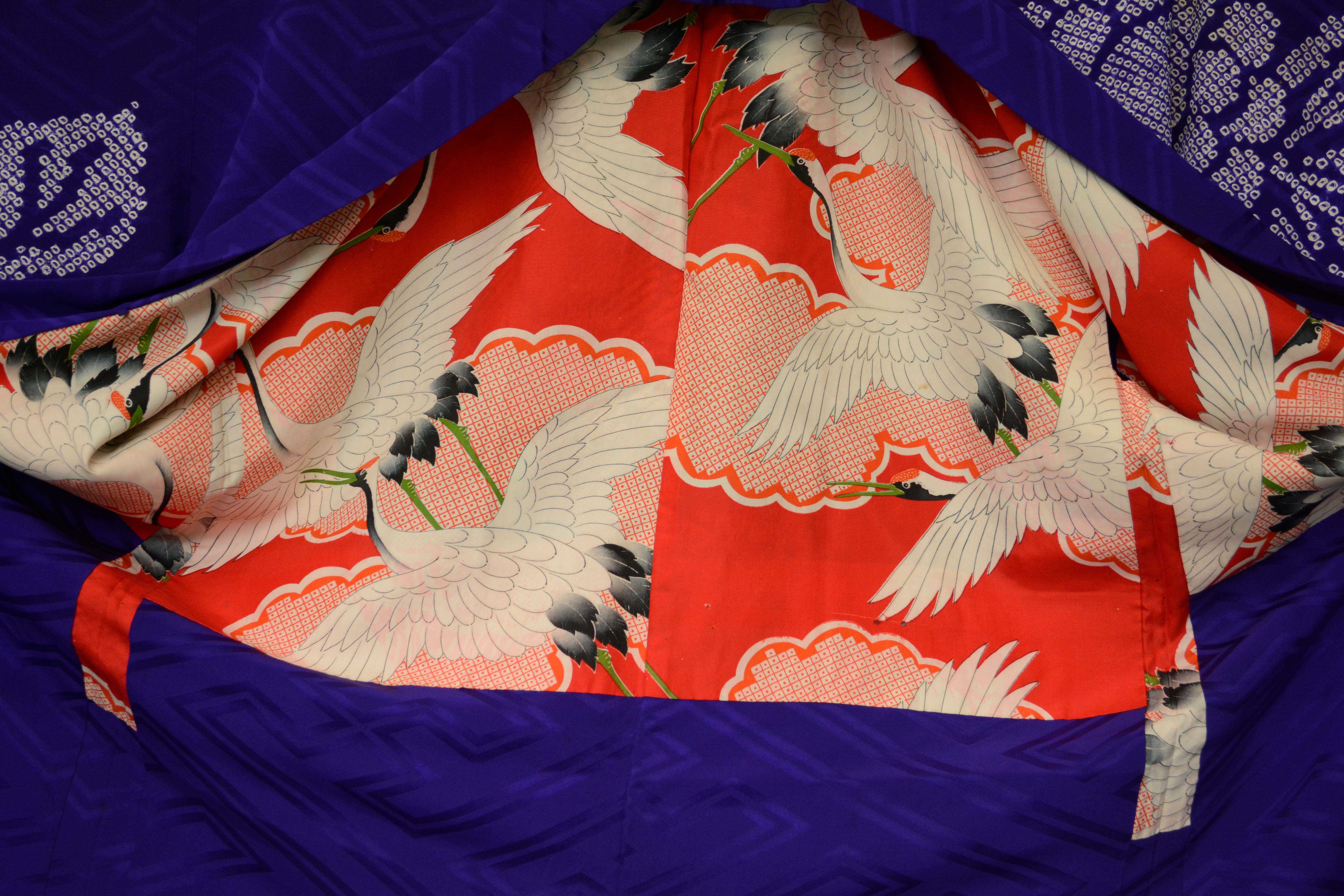 Circa 1910 Antique Handwoven Silk Damask Haori Jacket