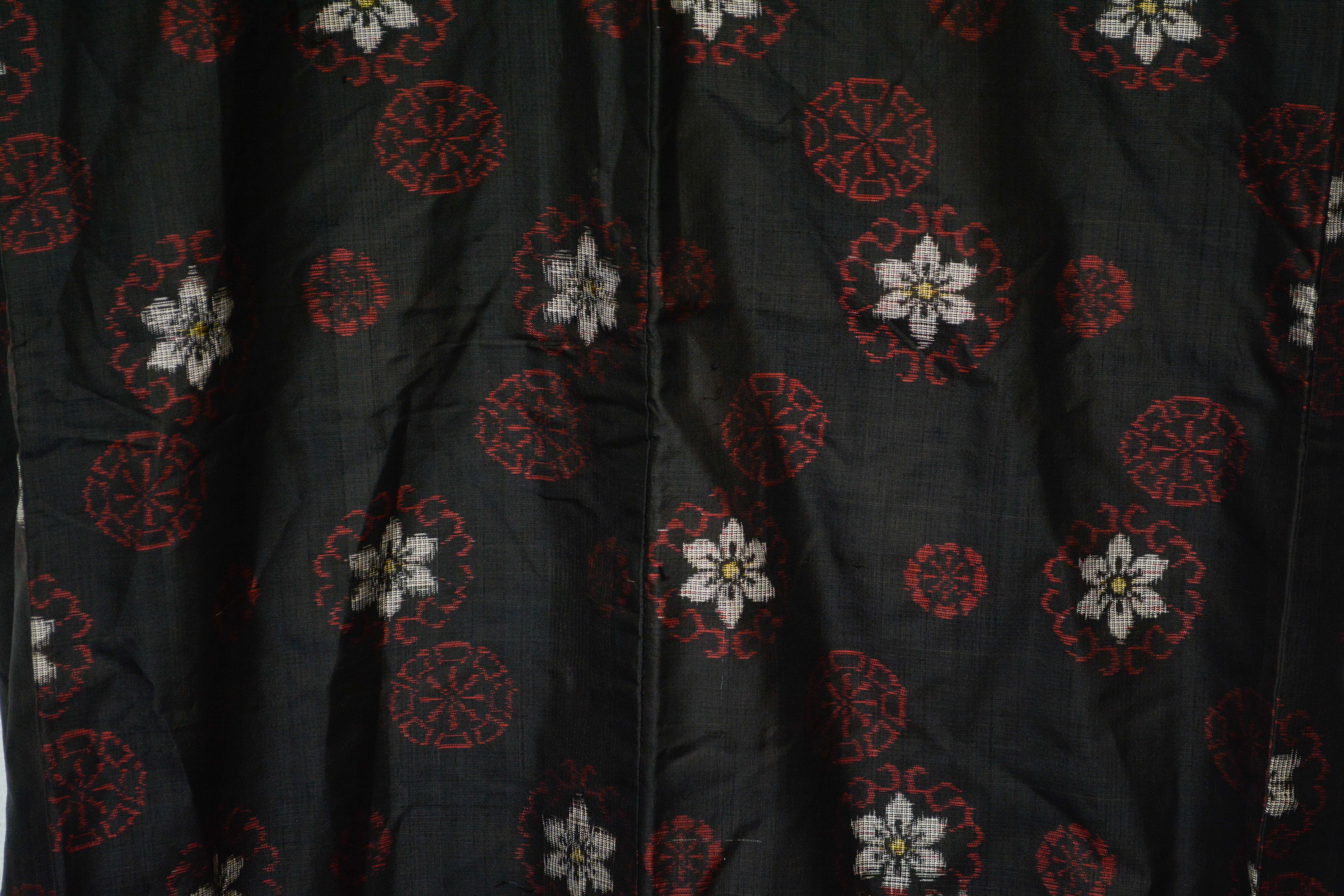 Circa 1910 Antique Handwoven Oshima Ikat Silk Kimono