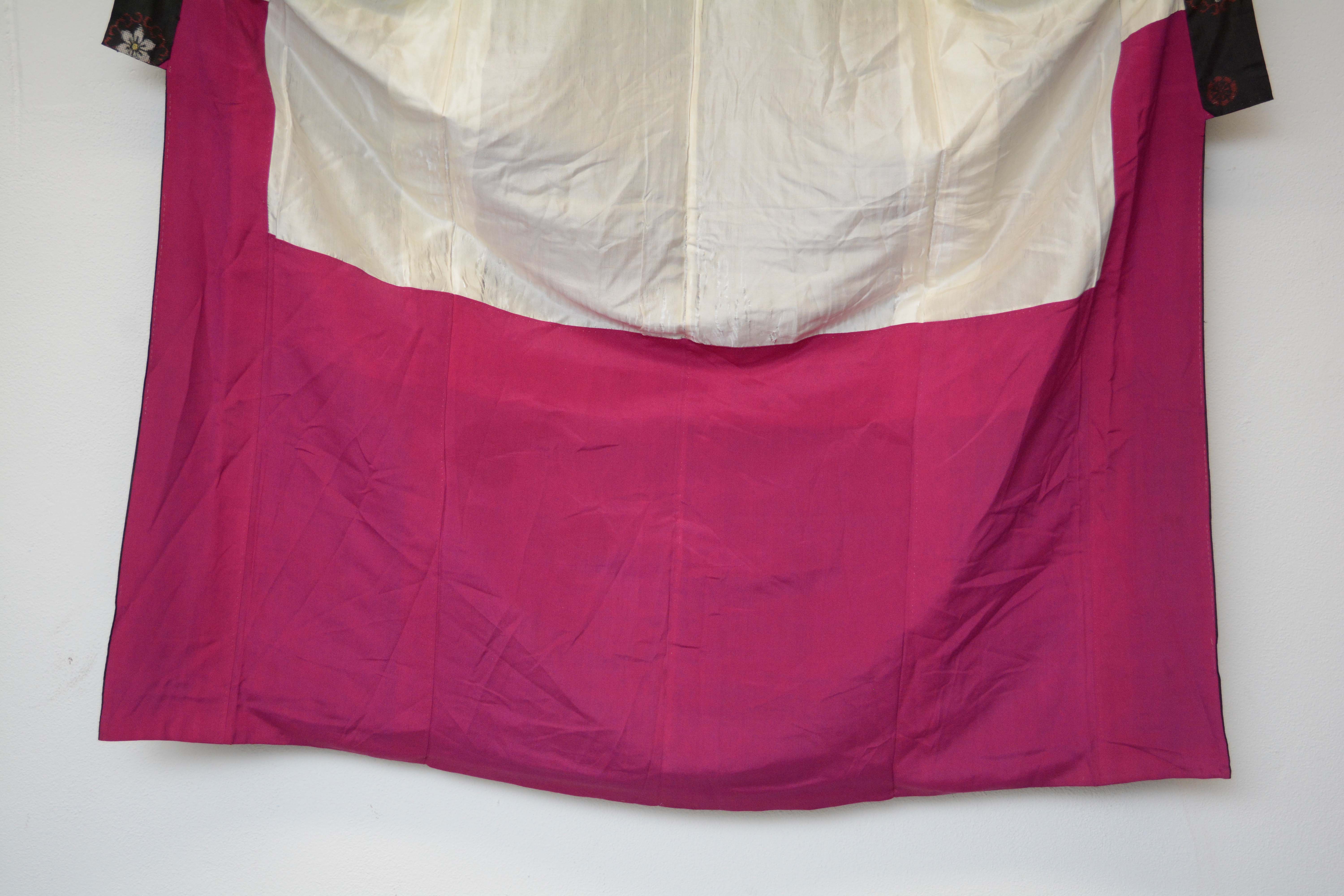 Circa 1910 Antique Handwoven Oshima Ikat Silk Kimono