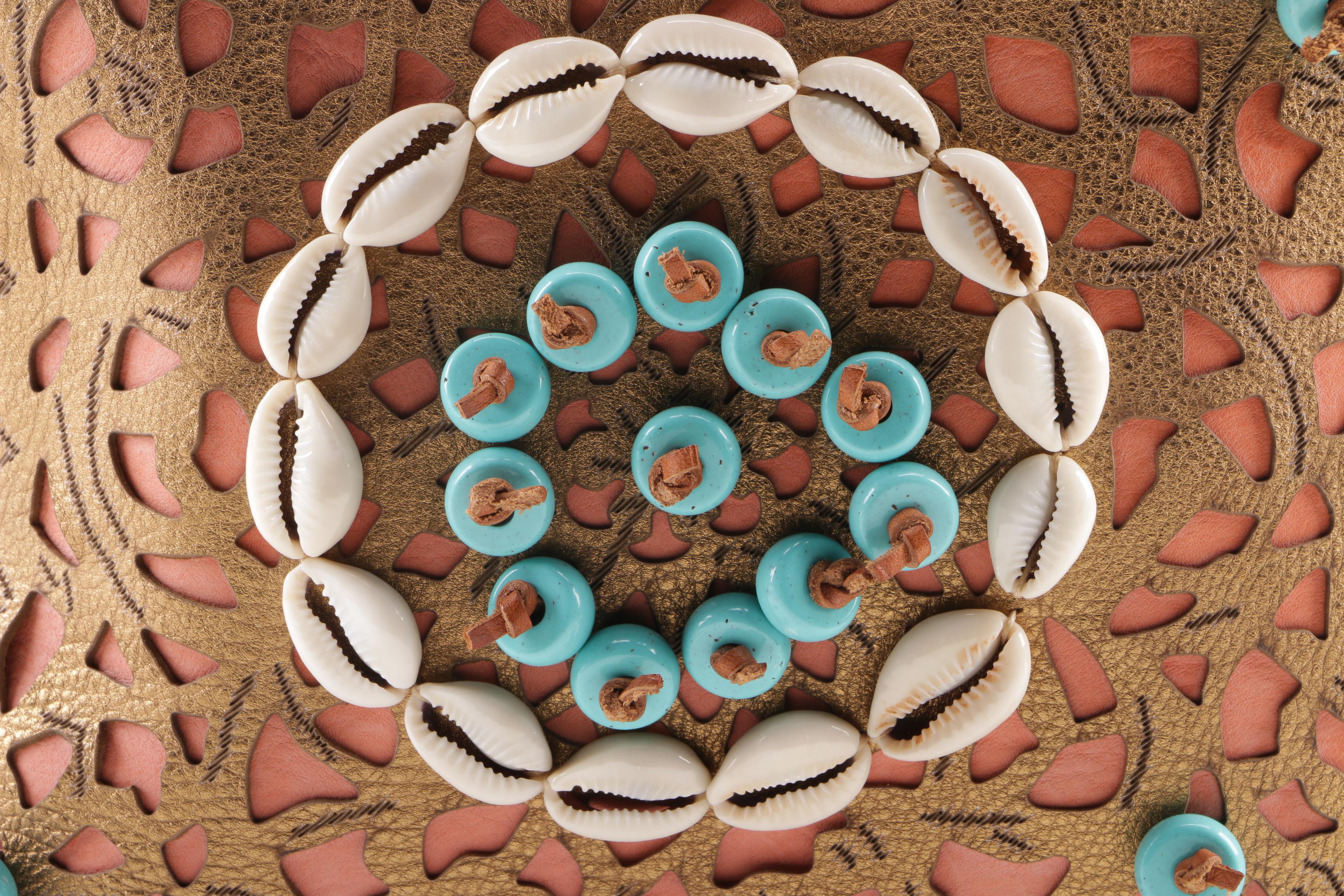 Oscar de la Renta Embellished Laser Cut Leather Handbag