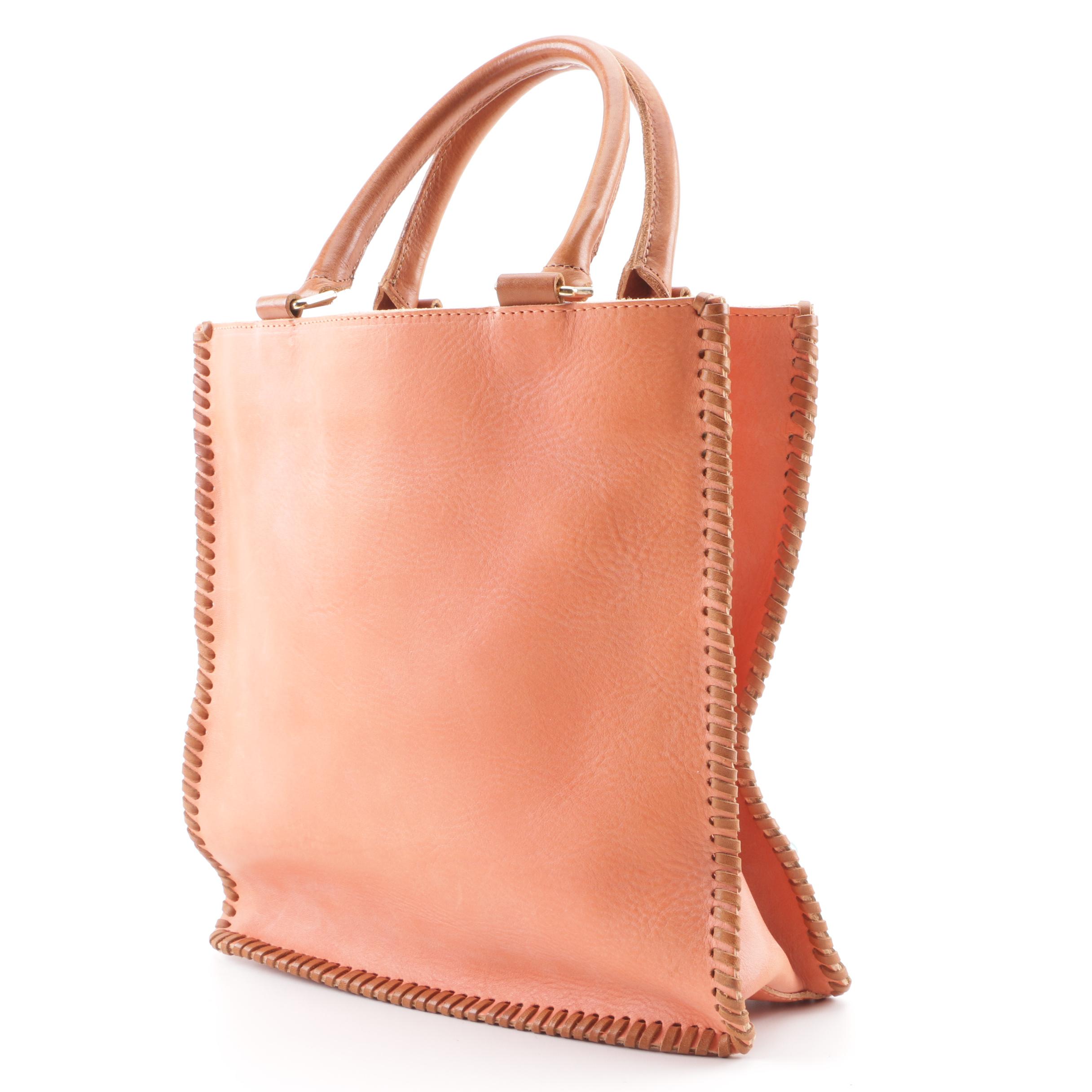 Oscar de la Renta Embellished Laser Cut Leather Handbag