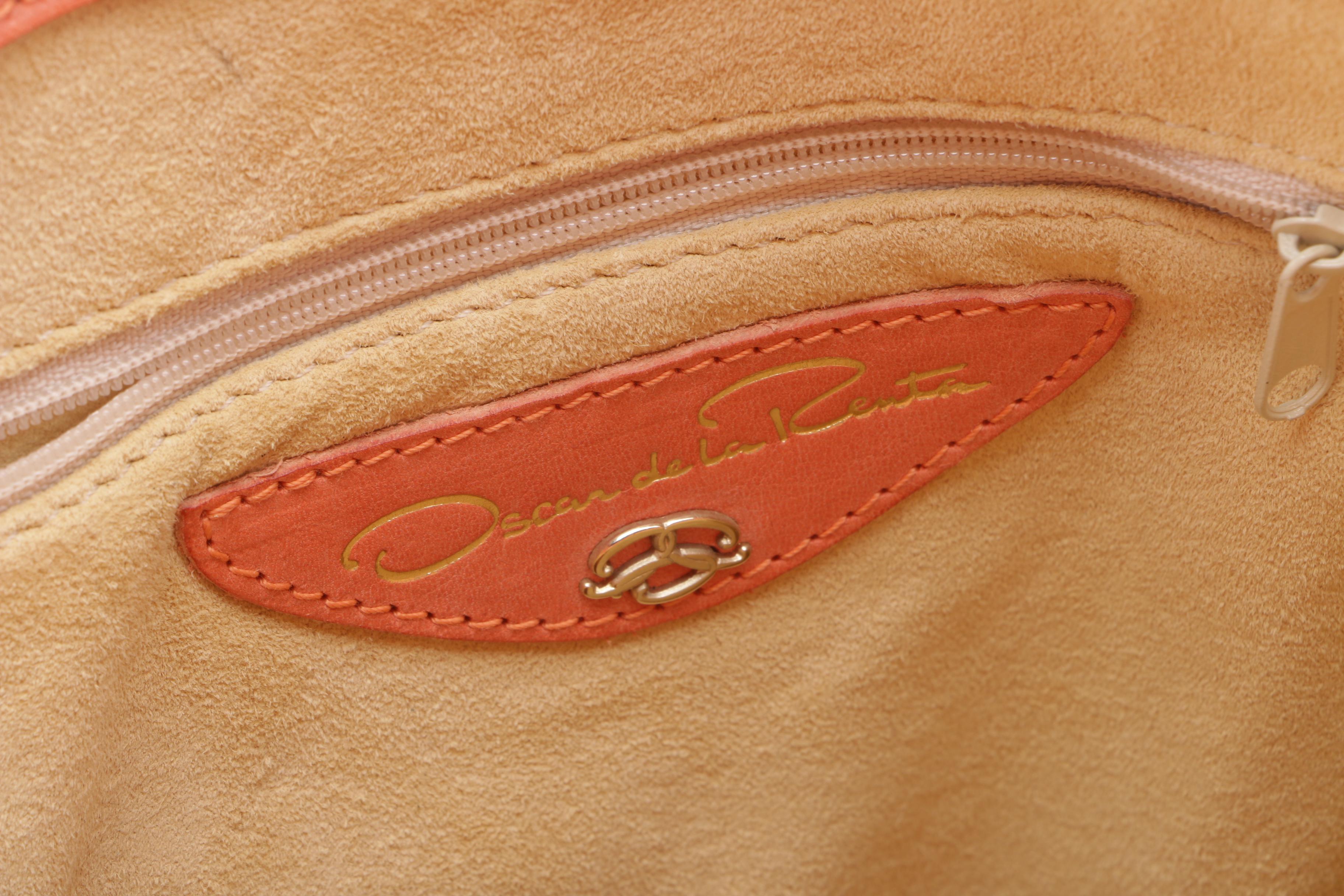 Oscar de la Renta Embellished Laser Cut Leather Handbag