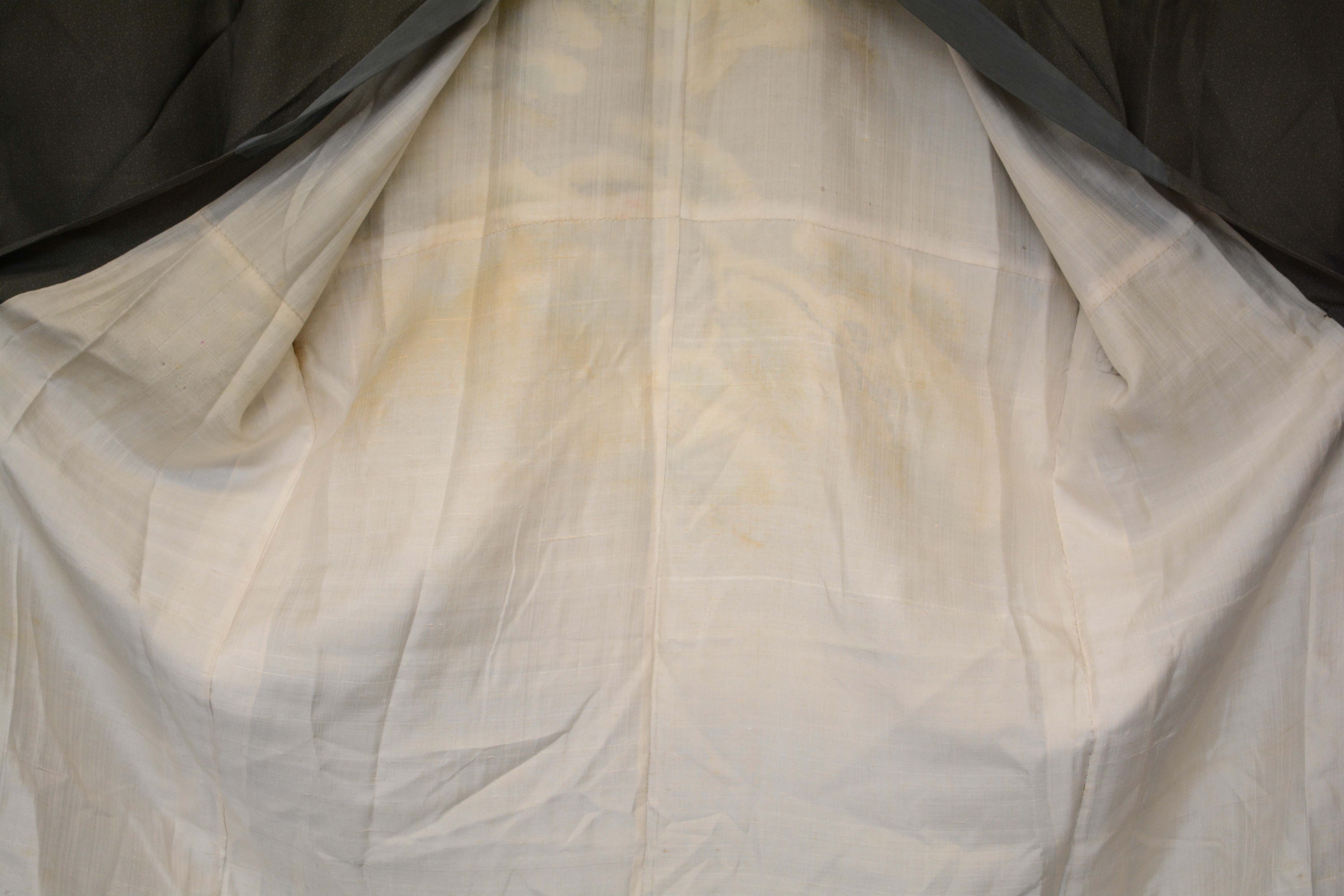 Men's Circa 1900s Antique Handwoven Silk Nagajuban Under Kimono