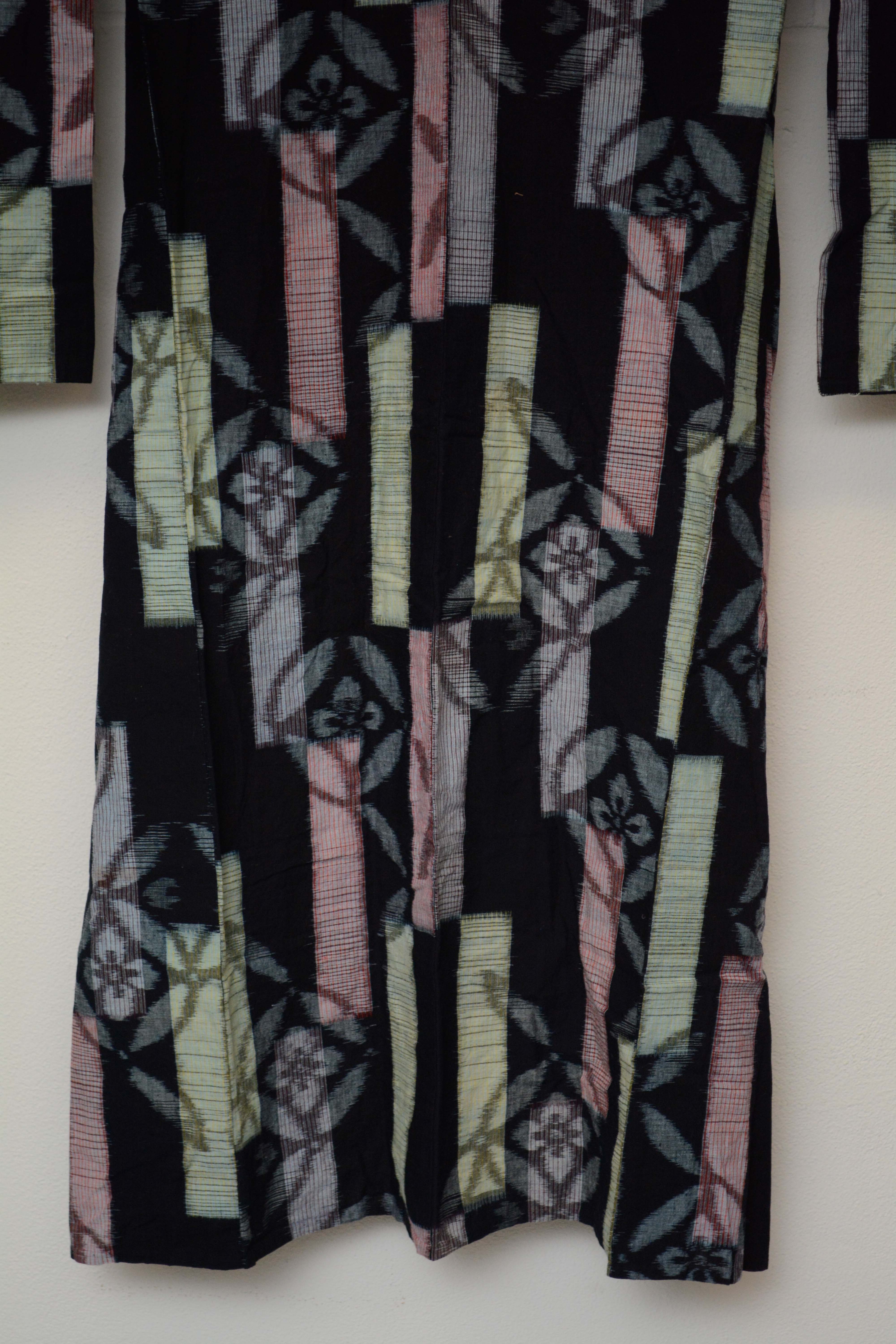 Circa 1920 Vintage Handwoven Ikat Cotton Furisode Kimono