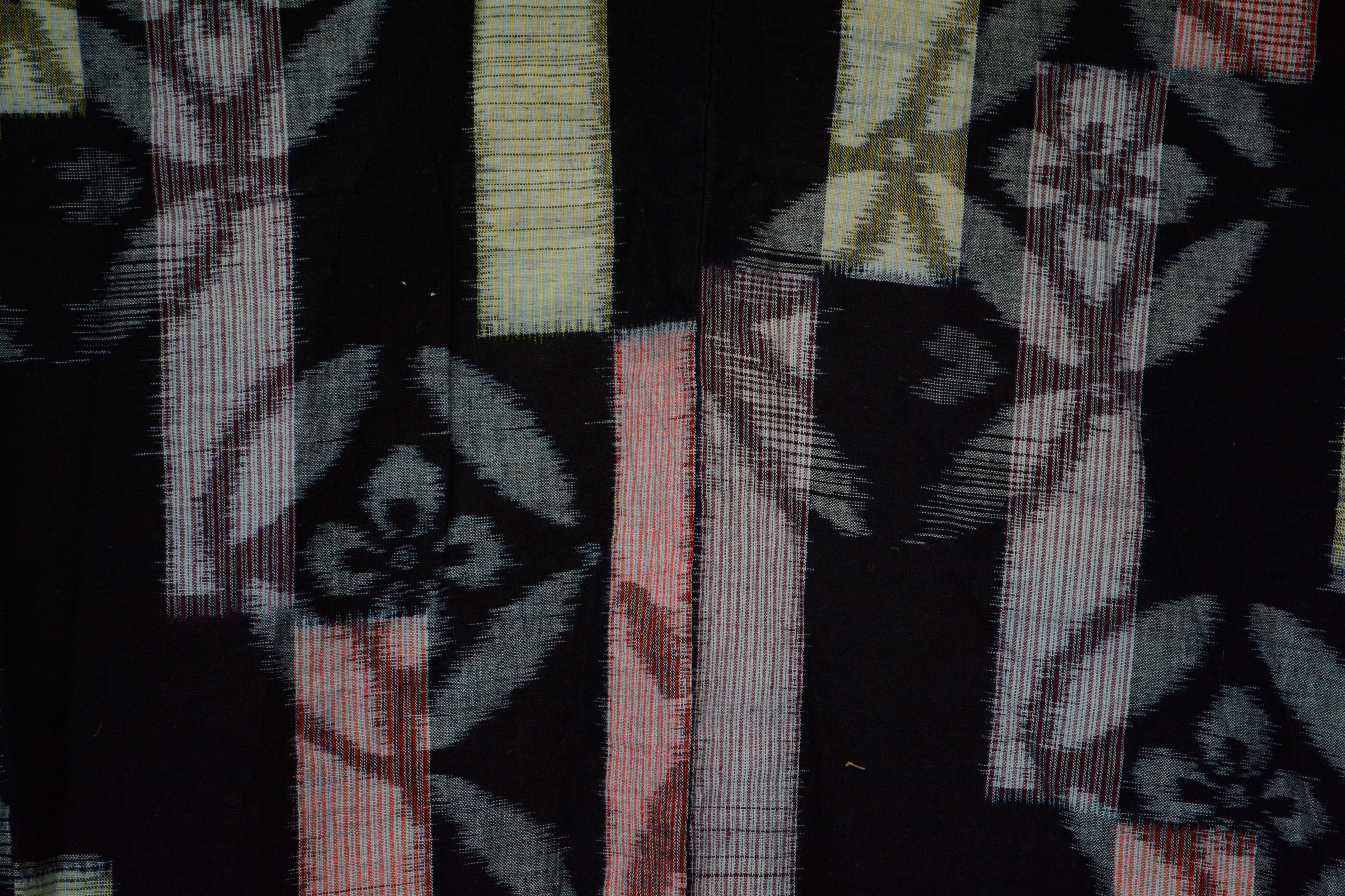 Circa 1920 Vintage Handwoven Ikat Cotton Furisode Kimono