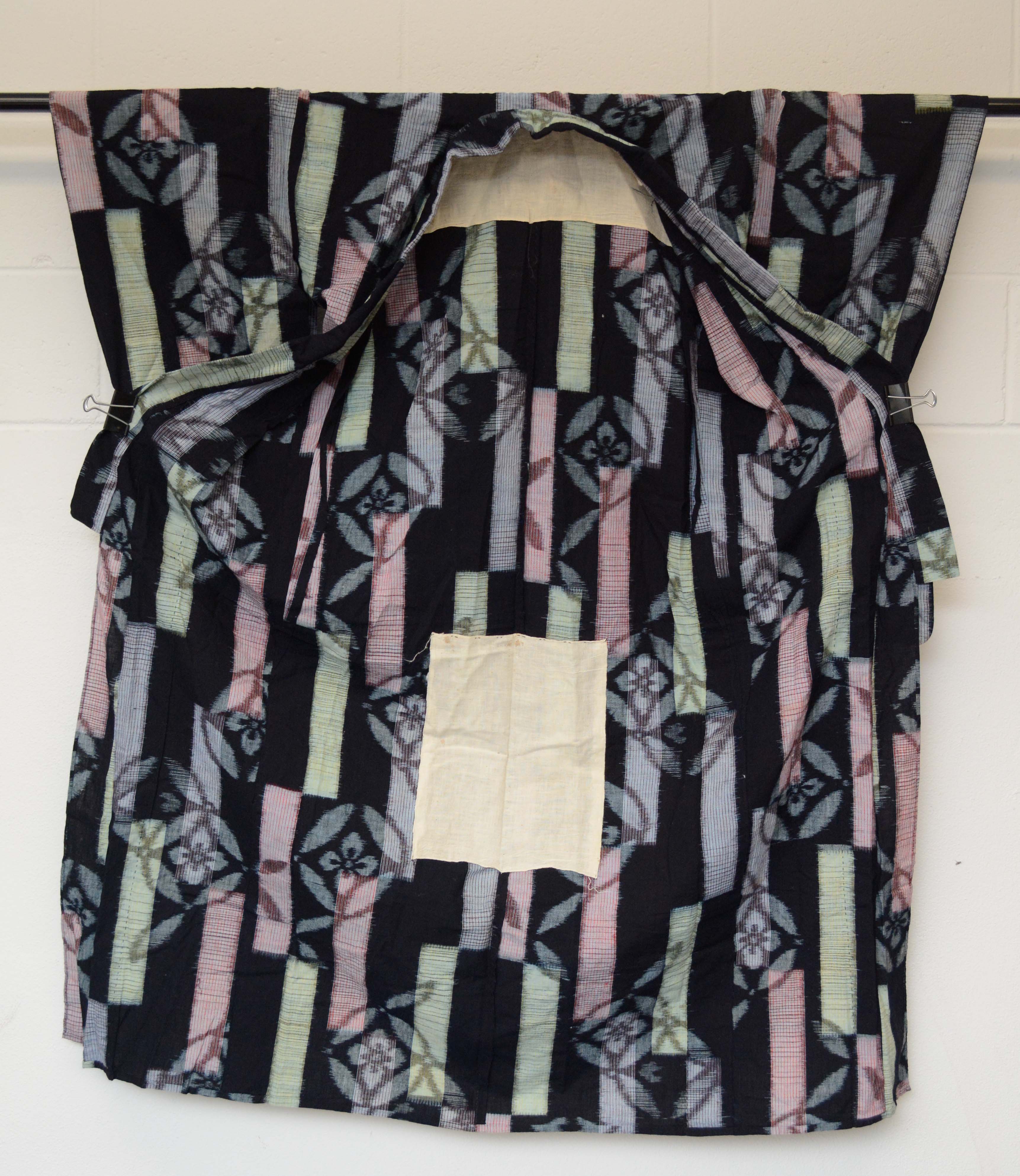 Circa 1920 Vintage Handwoven Ikat Cotton Furisode Kimono