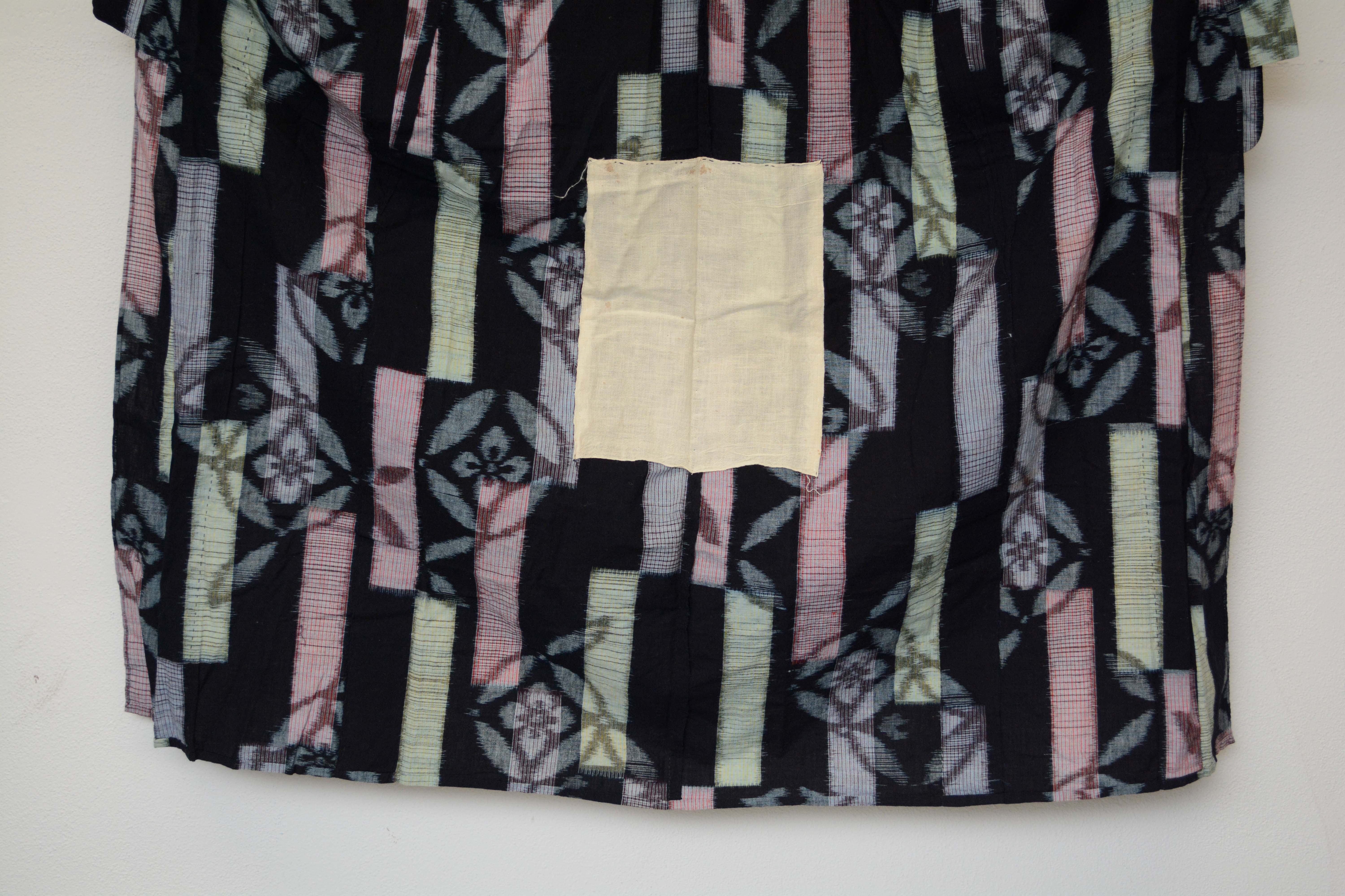 Circa 1920 Vintage Handwoven Ikat Cotton Furisode Kimono