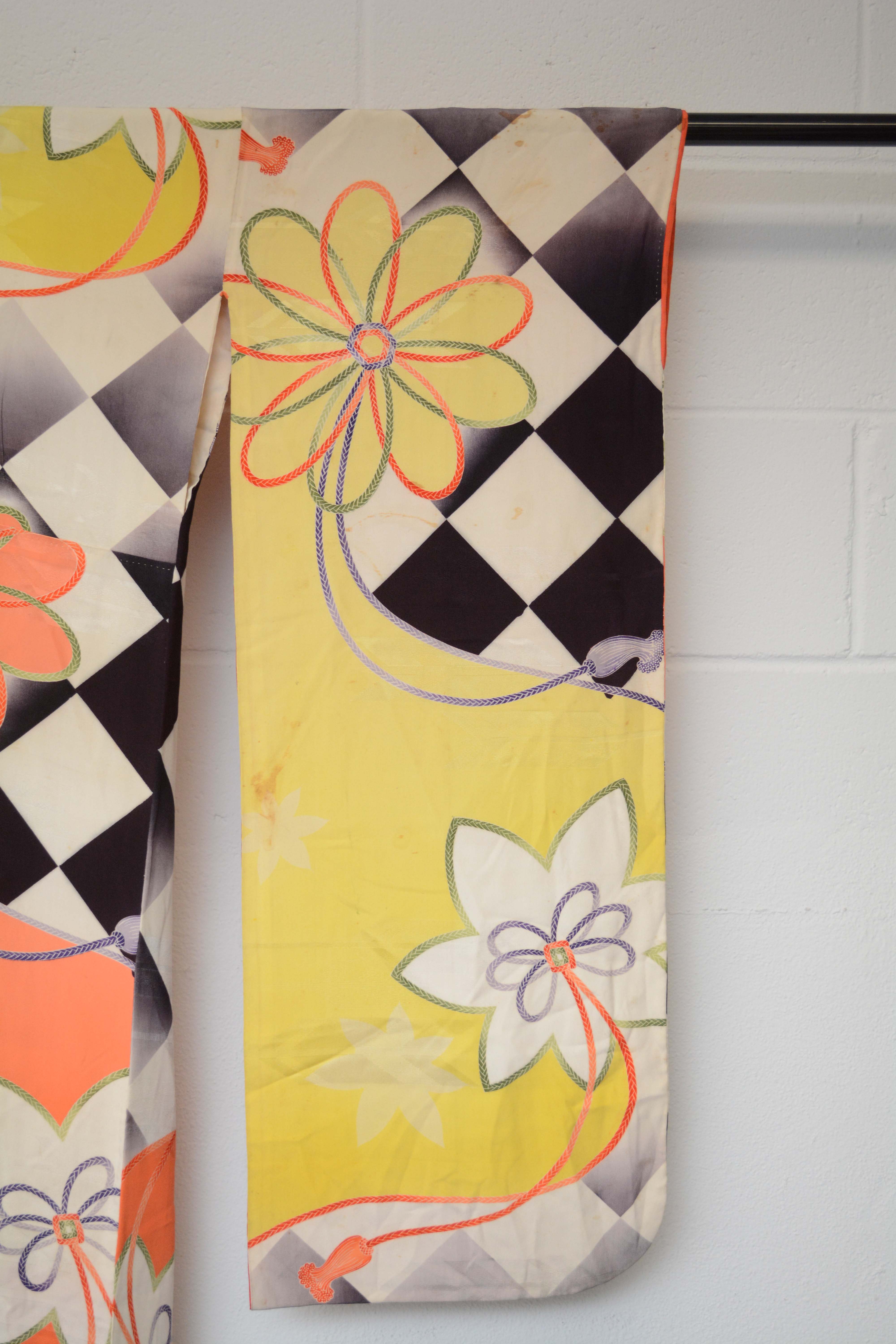 Circa 1920s Vintage Handwoven Silk Furisode Kimono