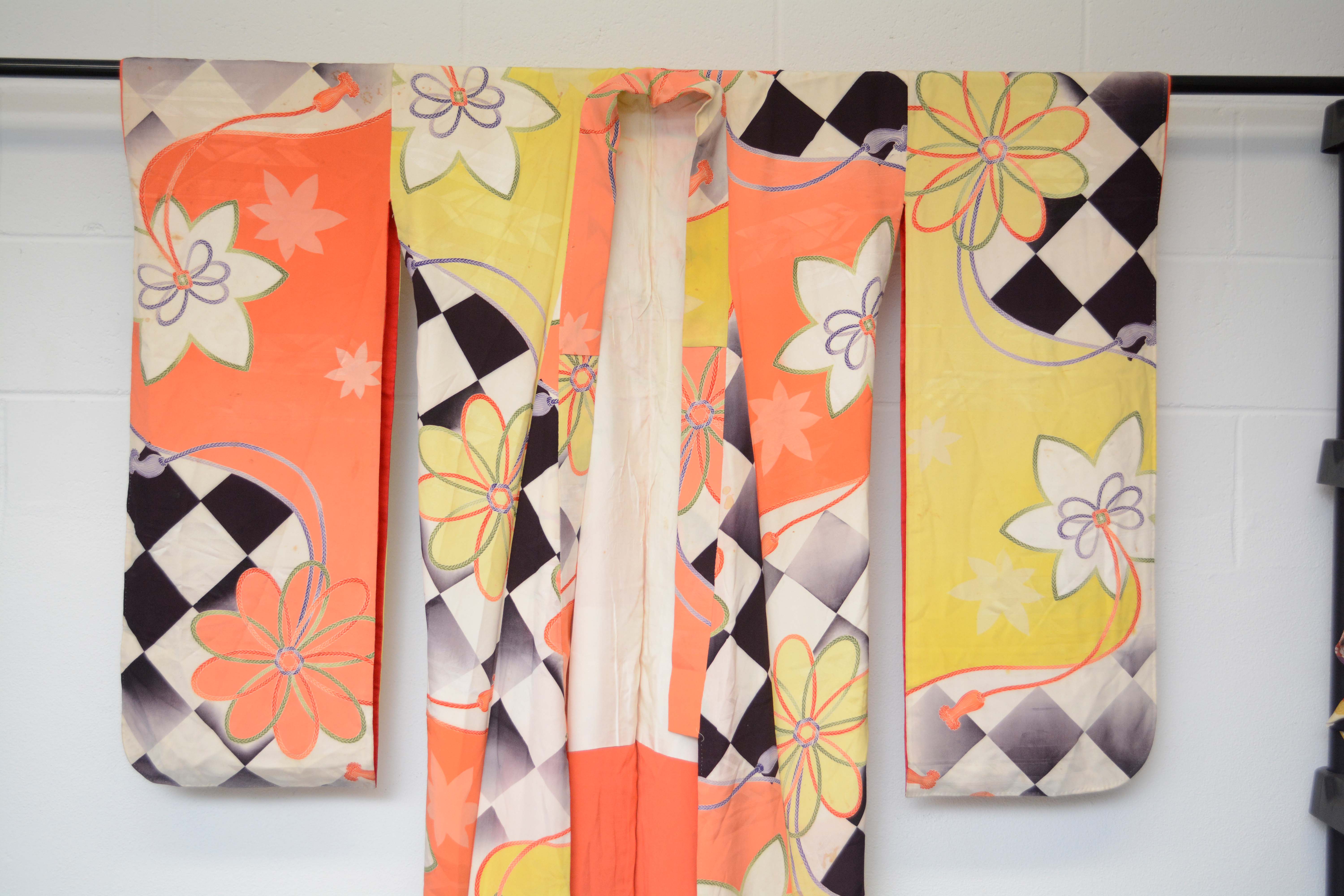 Circa 1920s Vintage Handwoven Silk Furisode Kimono