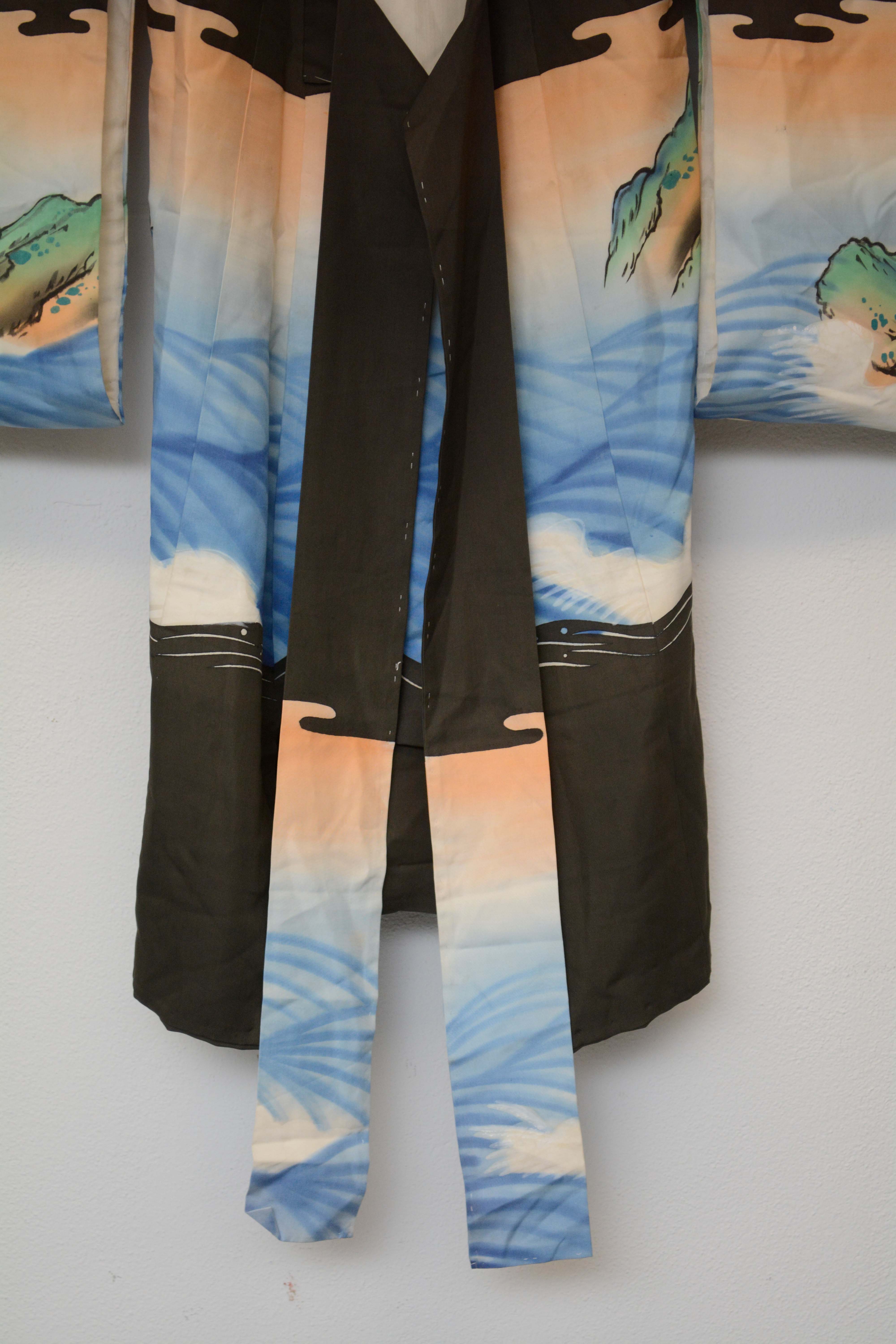 Boys' Circa 1900 Antique Handwoven Silk Formal Crested Miyamairi Infant Kimono