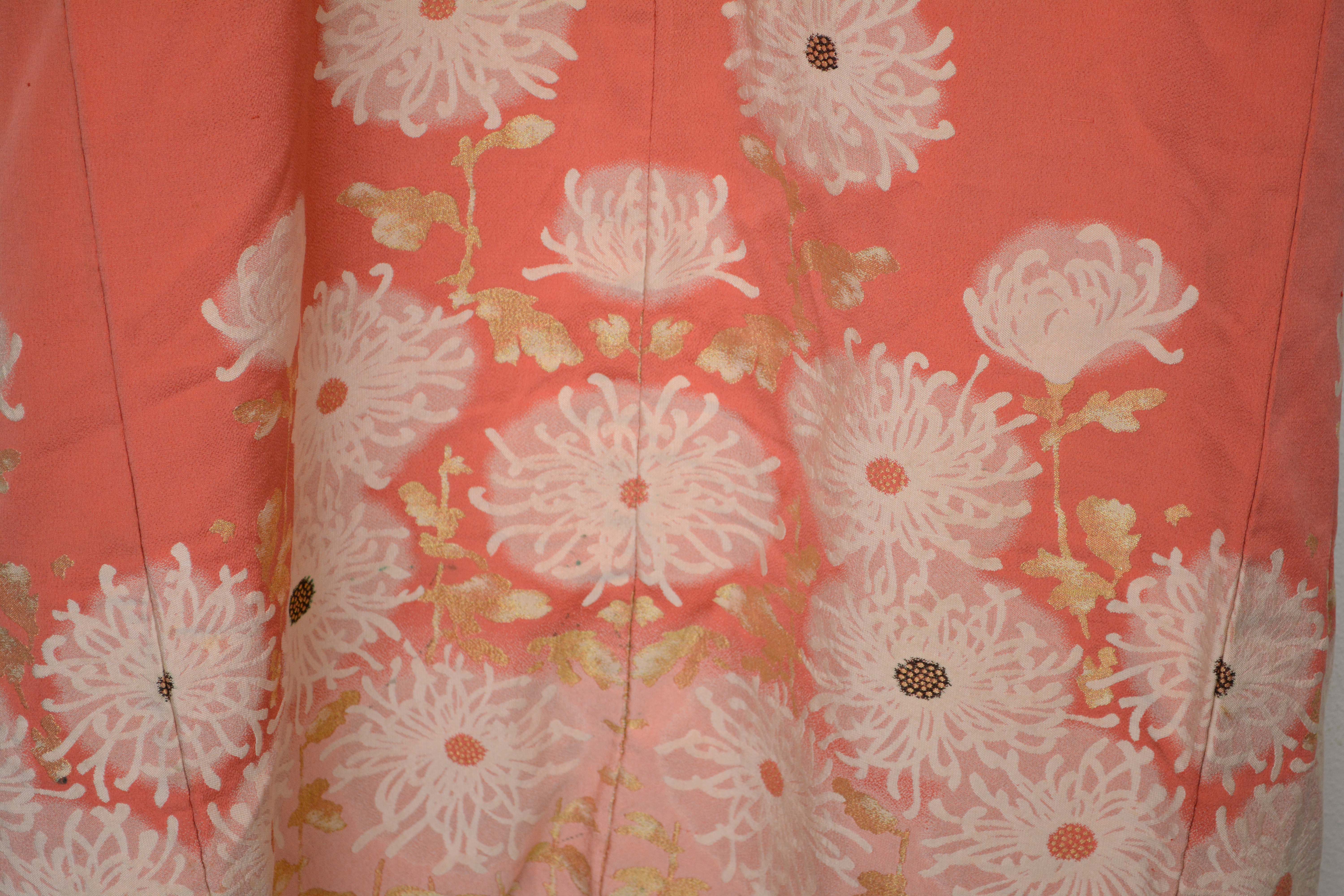 Circa 1930s Vintage Handwoven Omeshi Silk Kofurisode Kimono