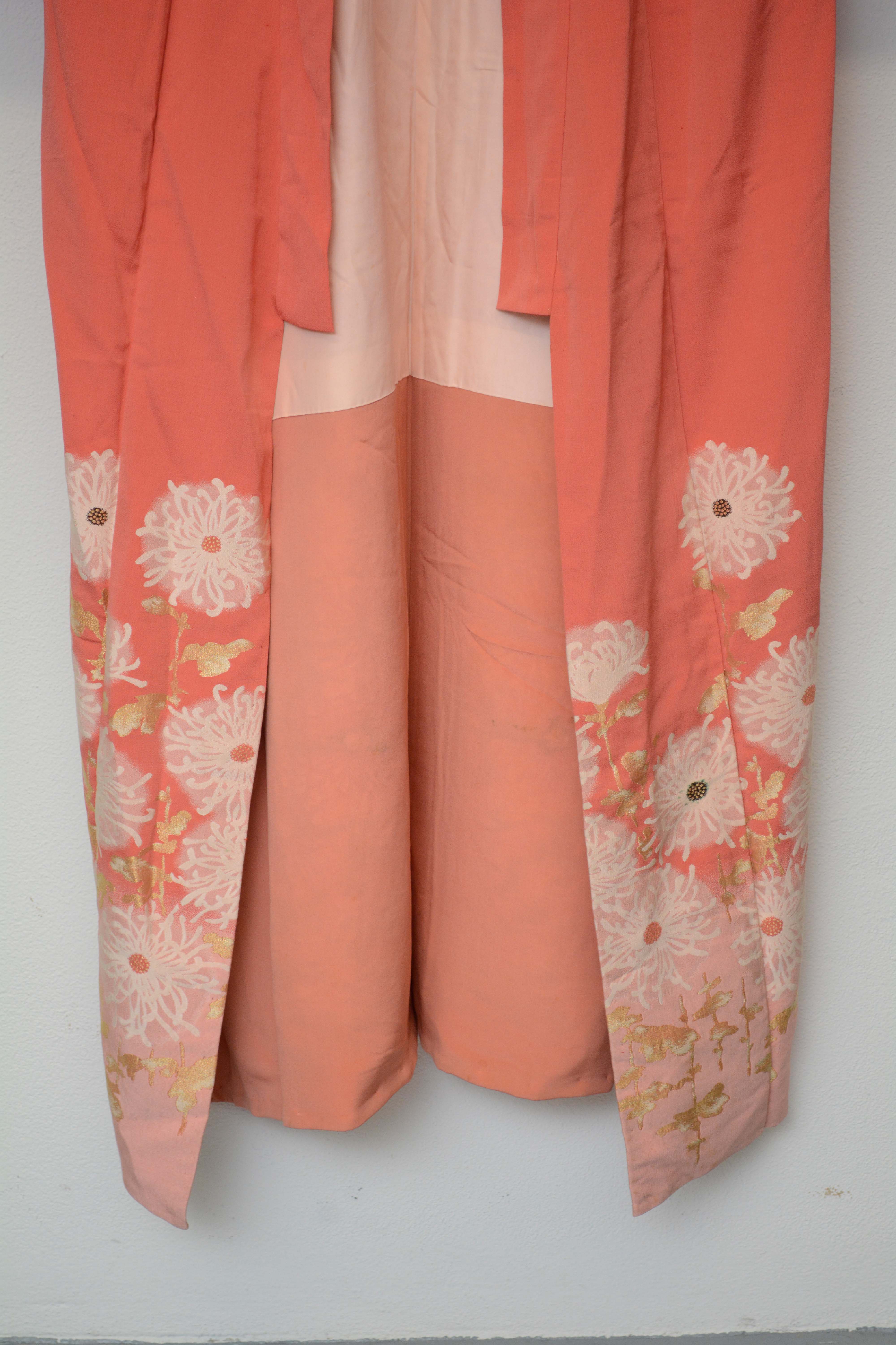 Circa 1930s Vintage Handwoven Omeshi Silk Kofurisode Kimono