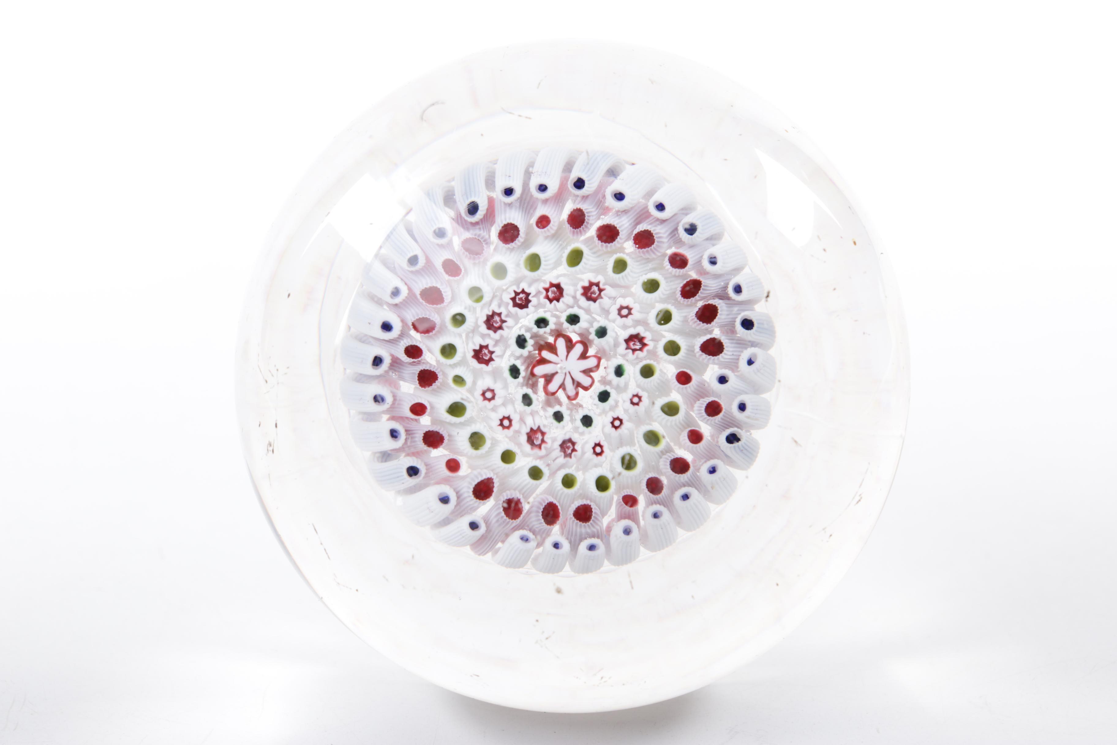 Blown Glass Paperweights and Ash Receiver including Millefiori