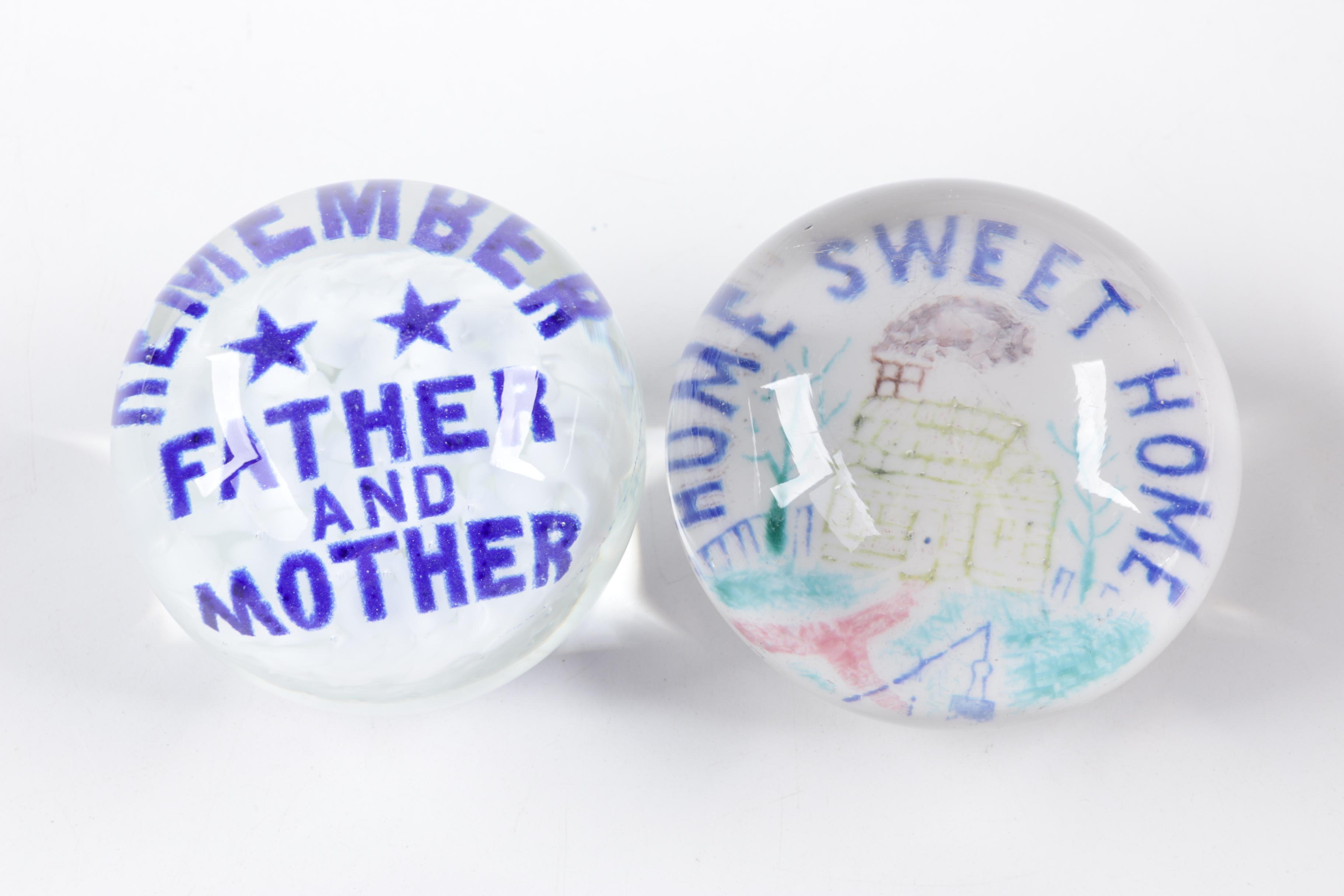 Blown Glass Paperweights and Ash Receiver including Millefiori