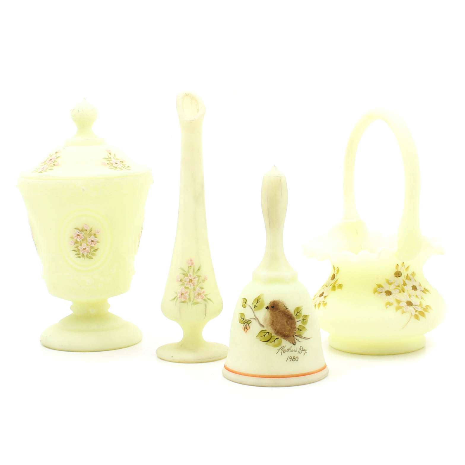 Vintage Fenton Hand-Painted Satin Glass Decor