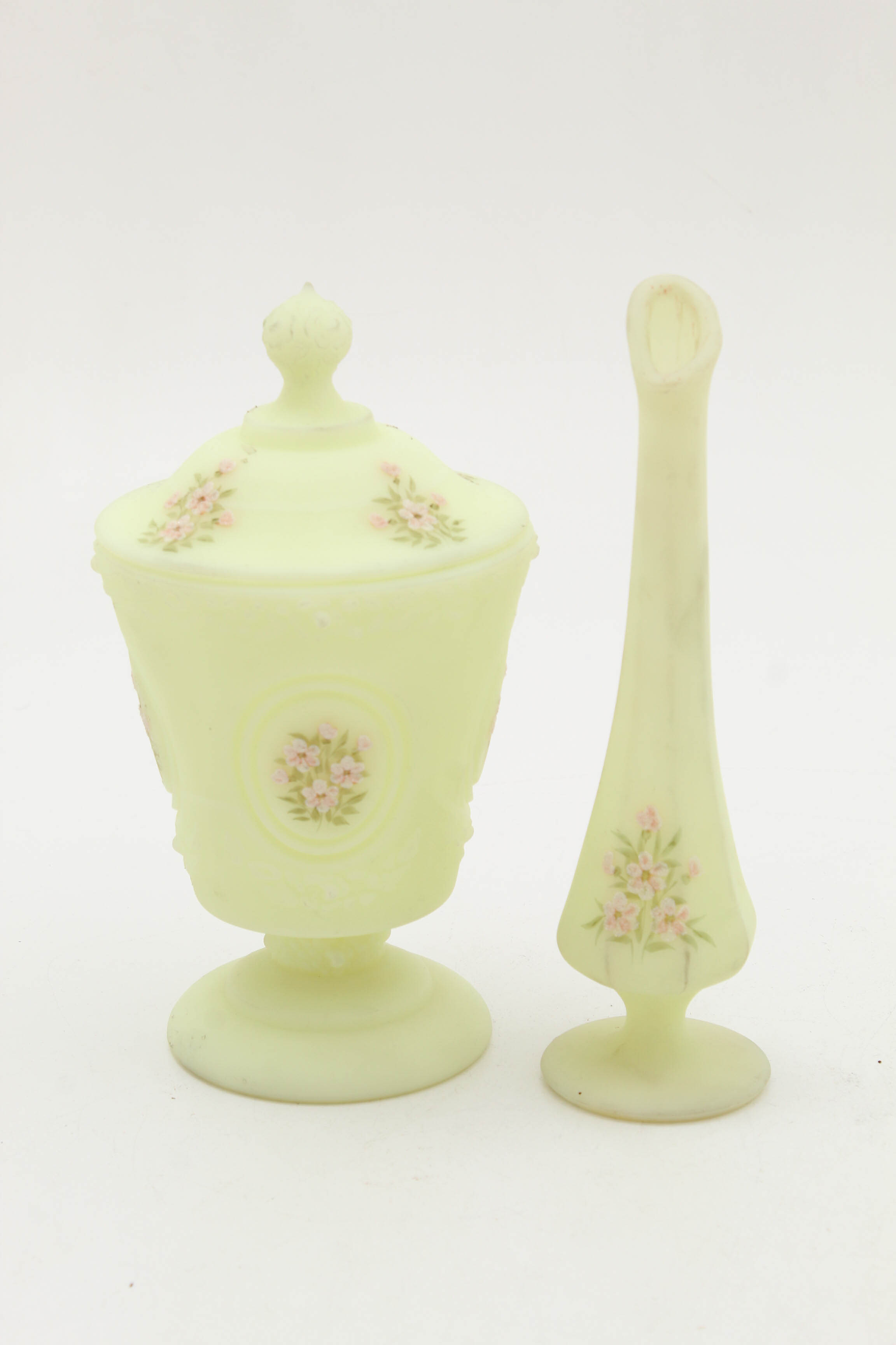 Vintage Fenton Hand-Painted Satin Glass Decor