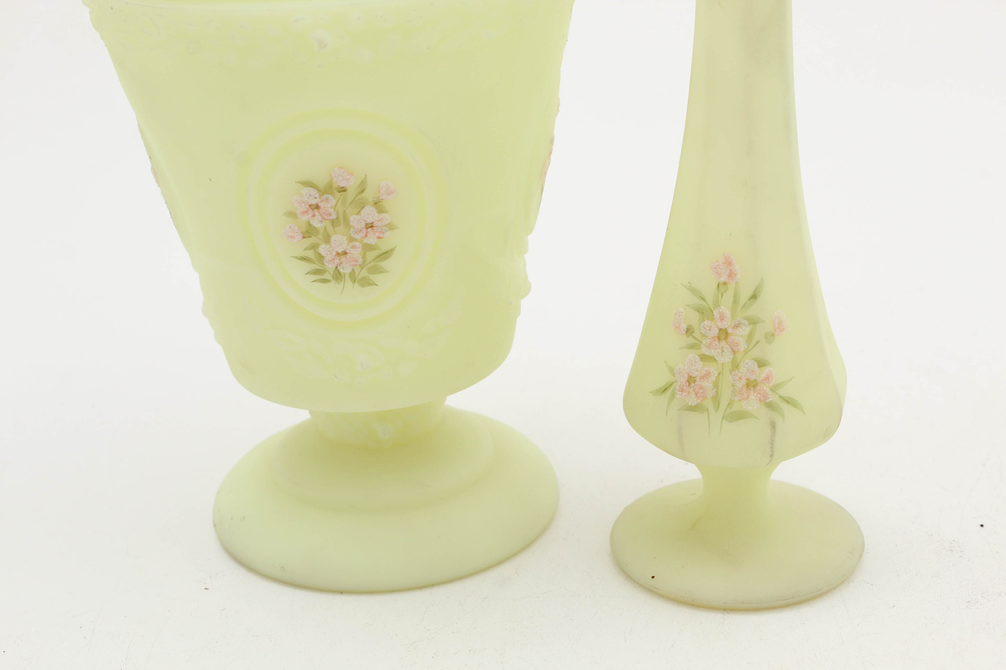 Vintage Fenton Hand-Painted Satin Glass Decor