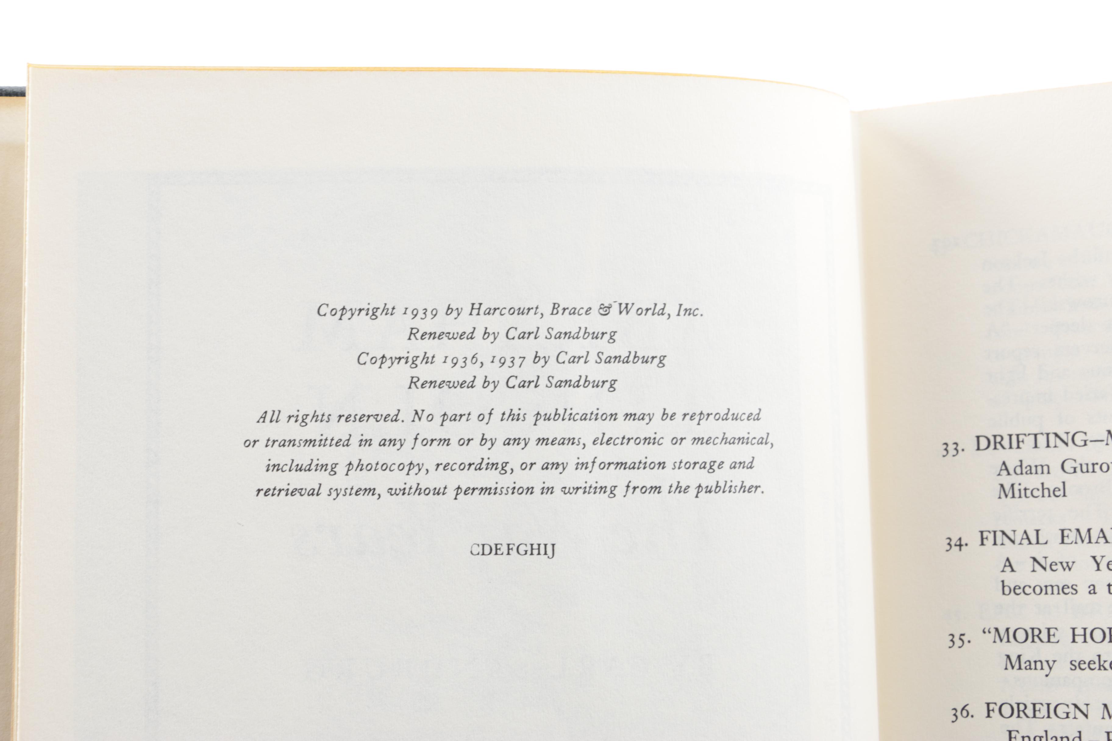 1926 "Abraham Lincoln: The Prairie Years and the War Years" by Carl Sandburg