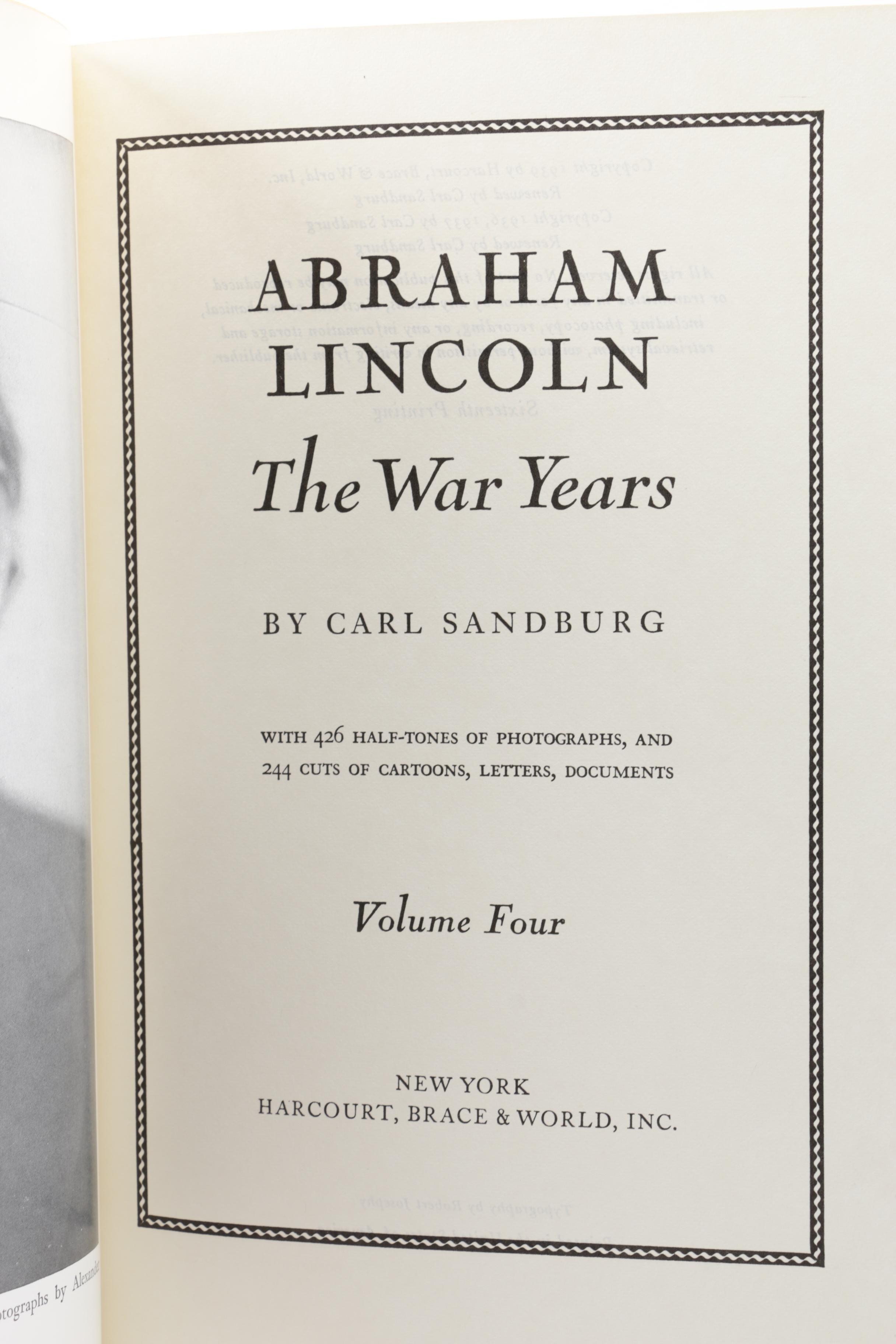 1926 "Abraham Lincoln: The Prairie Years and the War Years" by Carl Sandburg