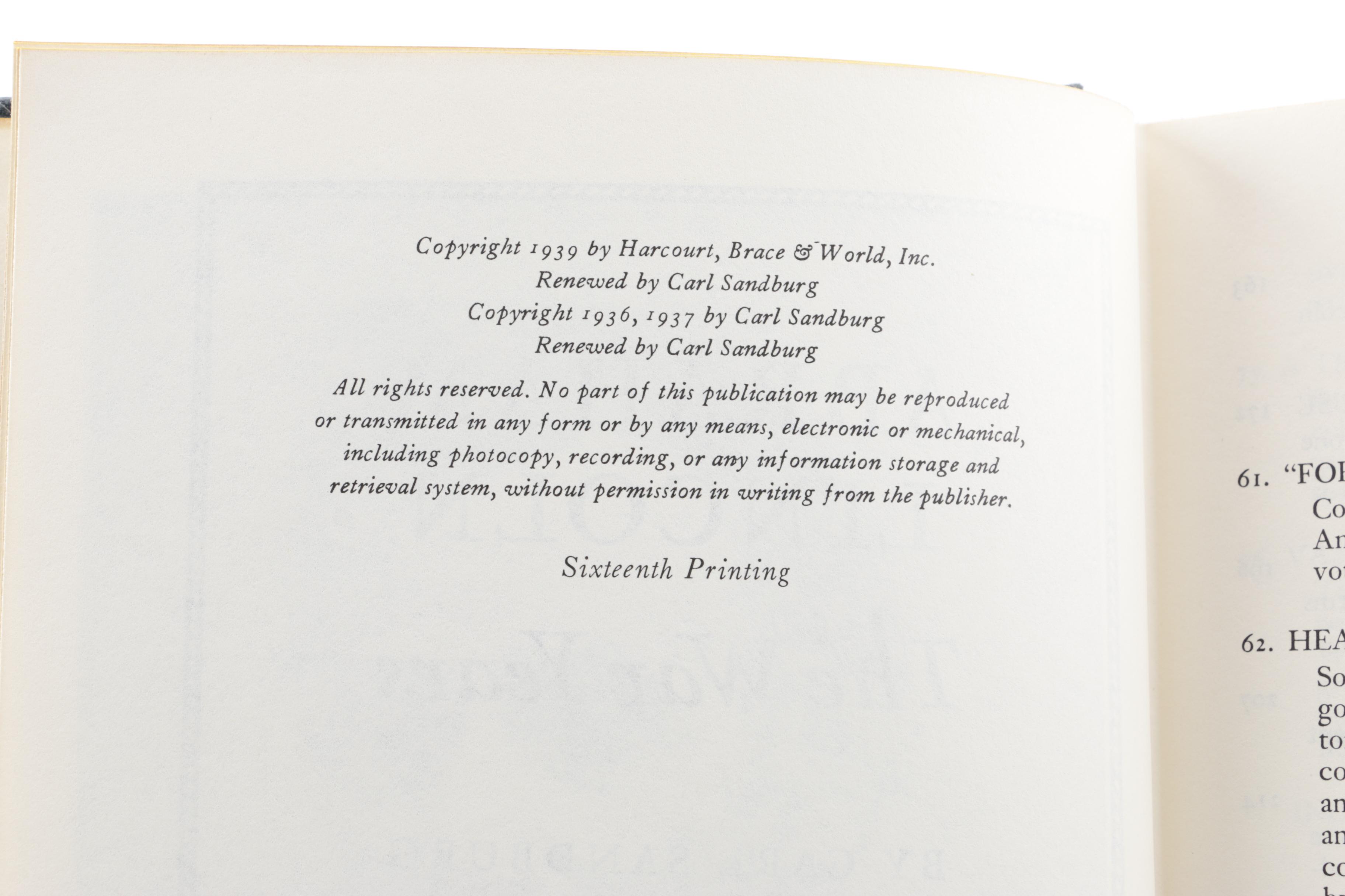 1926 "Abraham Lincoln: The Prairie Years and the War Years" by Carl Sandburg